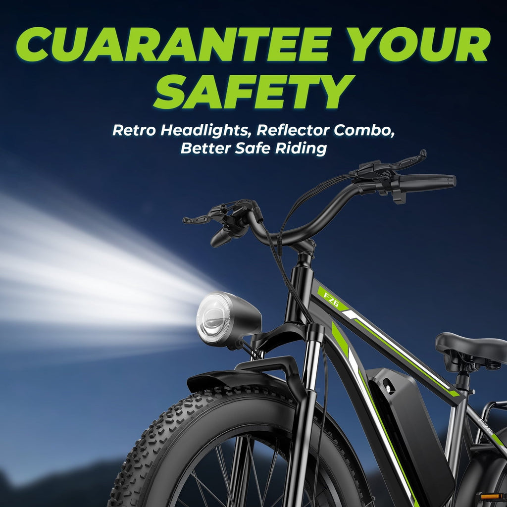 Electric Bike for Adults, 26*4.0 Fat Tire E-Mountain Bicycle,Peak 1500W Motor 48V 15.6Ah 7-Speed Ebike UL2849