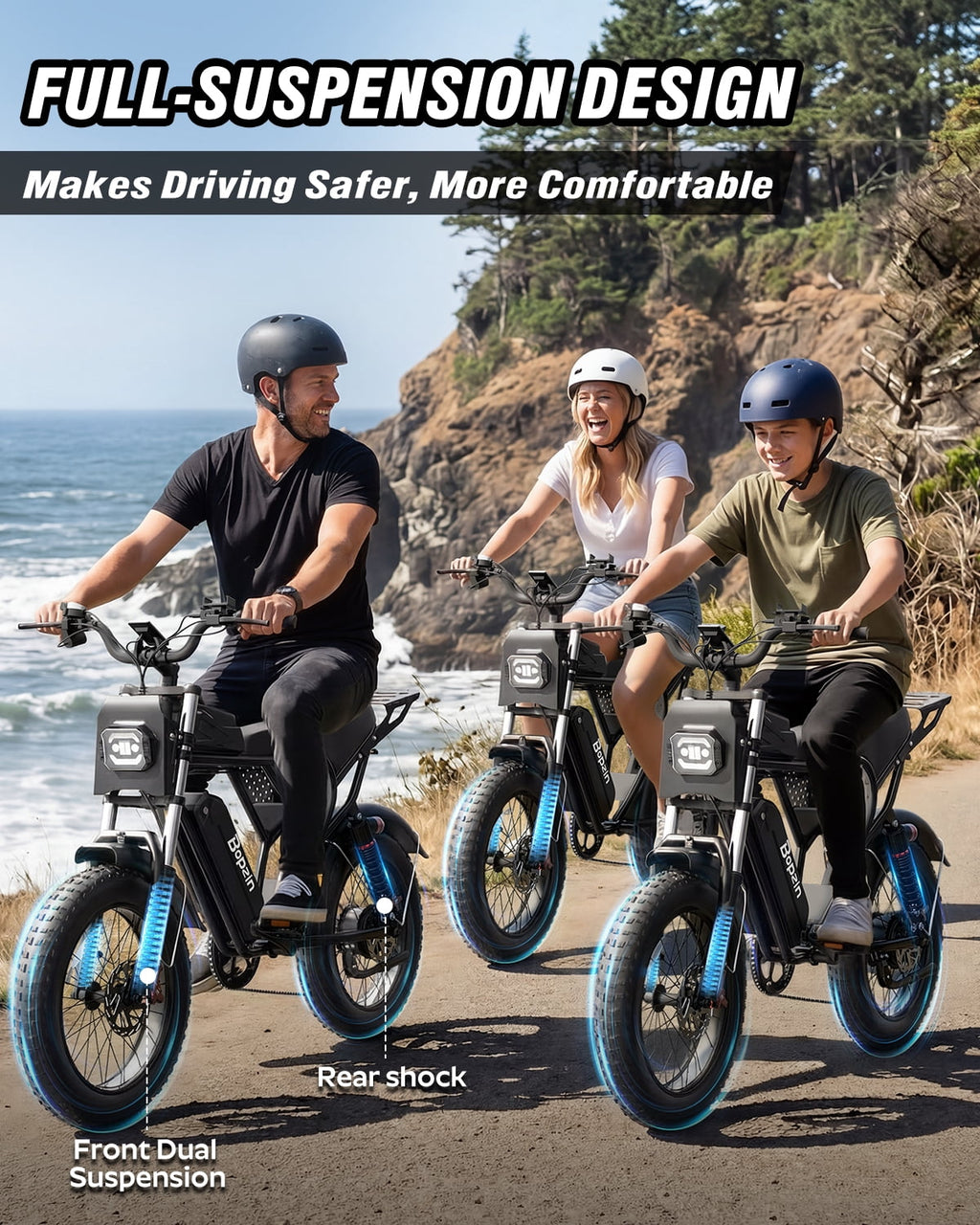 Bopzin Electric Bike for Adults, Peak 1500W App & Anti-Theft, 48V/25Ah, 20x4.0 Fat Tire Ebike, UL2849 E-Mountain Bike