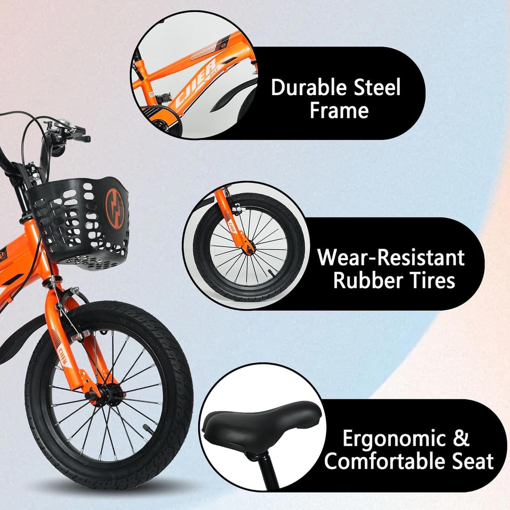 NEORIVER 14 Kids Bikes for Girls and Boys, Kids' Bicycles with Training Wheels, Ages 3-5 Years