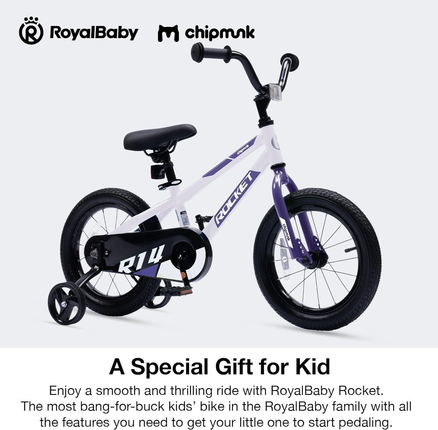 RoyalBaby Rocket Kids 14-Inch BMX Training Wheel Bicycle,Blue