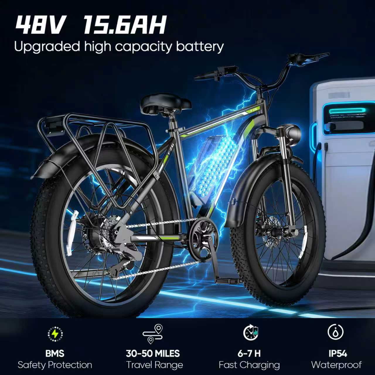 1000W Motor Electric Bike for Adults, 26*4.0 Fat Tire E-Mountain Bicycle,48V/18AH UL2849
