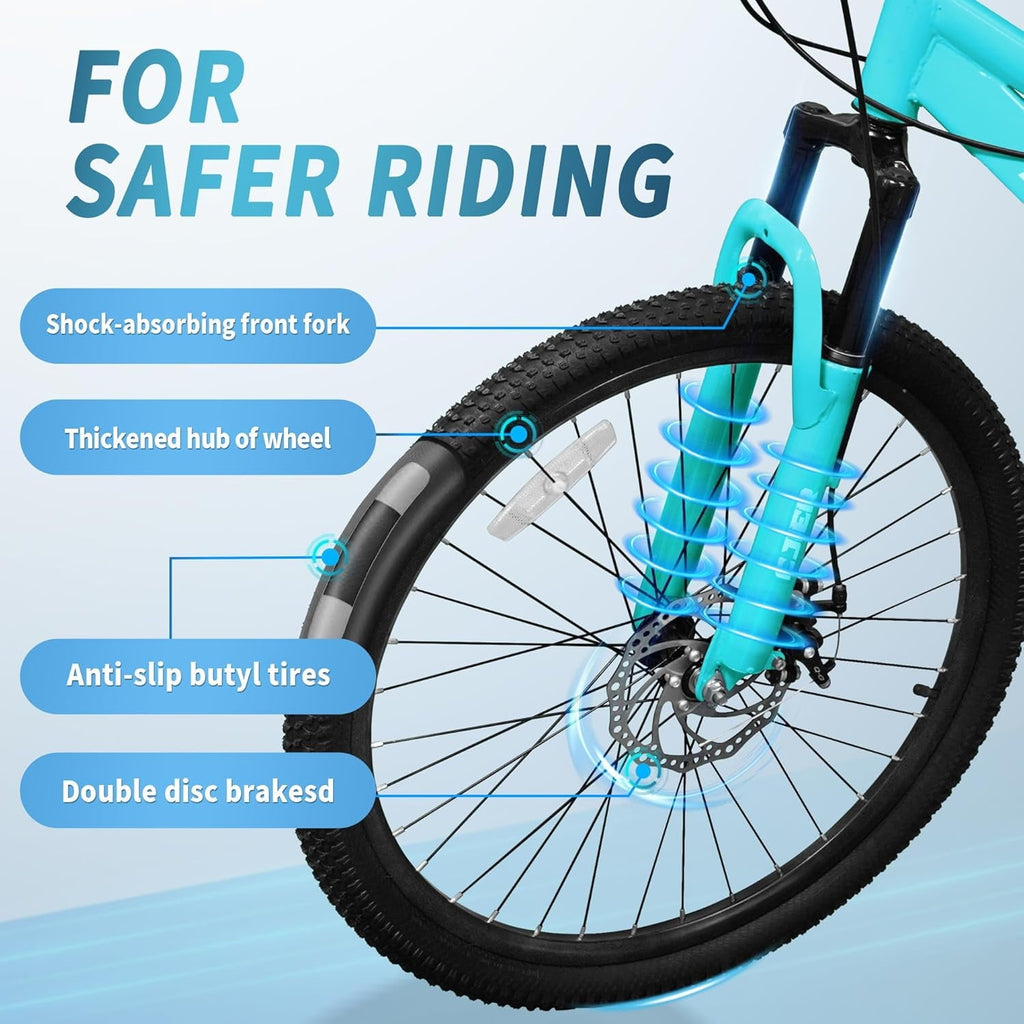 DEYGIA 20 Inch Kids Mountain Bike, Bikes for Boys, 7-Speed with Front Suspension, Dual Disc Brakes & Knobby Tires for Ages 6-14, Multi Color