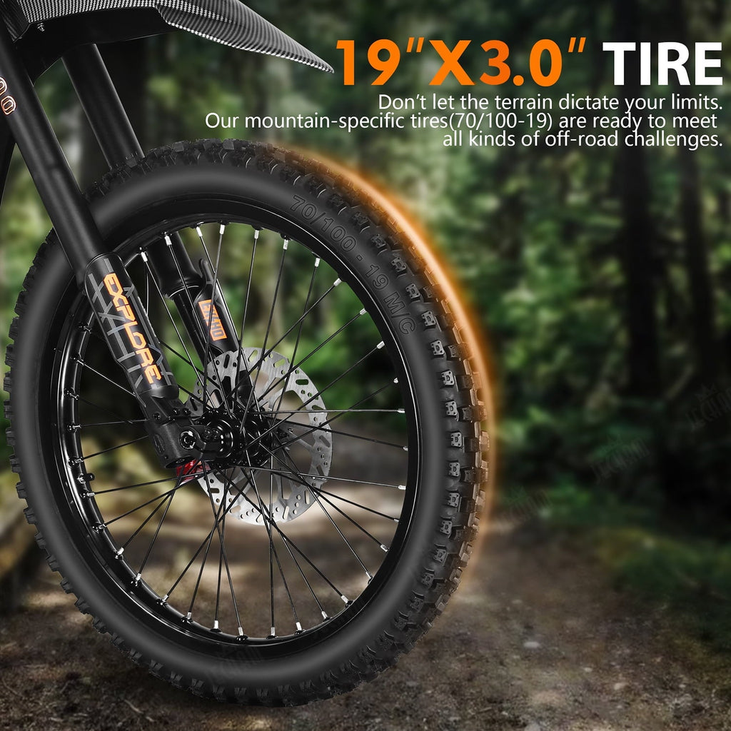 JECHAM QF200 PRO Electric Dirt Bike, 3000W, 60V 32Ah, 60-90 Miles Range, 47+ MPH, 19 Puncture-Resistant Tires, Full Suspension, Hydraulic Brakes, NFC Anti-Theft, UL2849