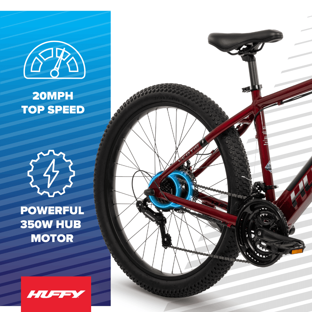 Huffy 27.5 Vertis 36V Electric Mountain Bike, Fits Riders 60+, Gray, Adult, Unisex