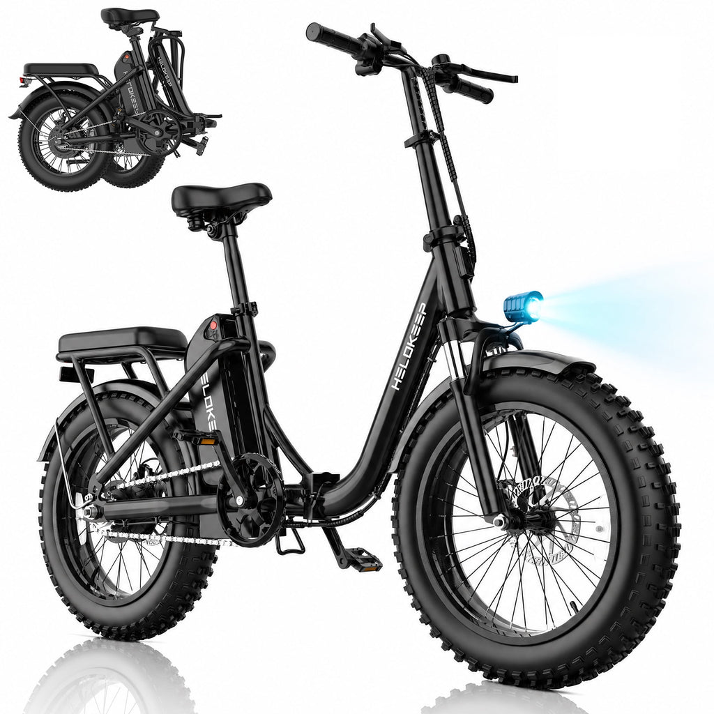 750W 1200W Folding Electric Bike for Adults, 48V 10Ah Removable Battery, 16 Fat Tire Ebike, Dual Disc Brakes & Front Suspension, UL 2849, Black