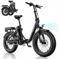 750W 1200W Folding Electric Bike for Adults, 48V 10Ah Removable Battery, 16 Fat Tire Ebike, Dual Disc Brakes & Front Suspension, UL 2849, Black
