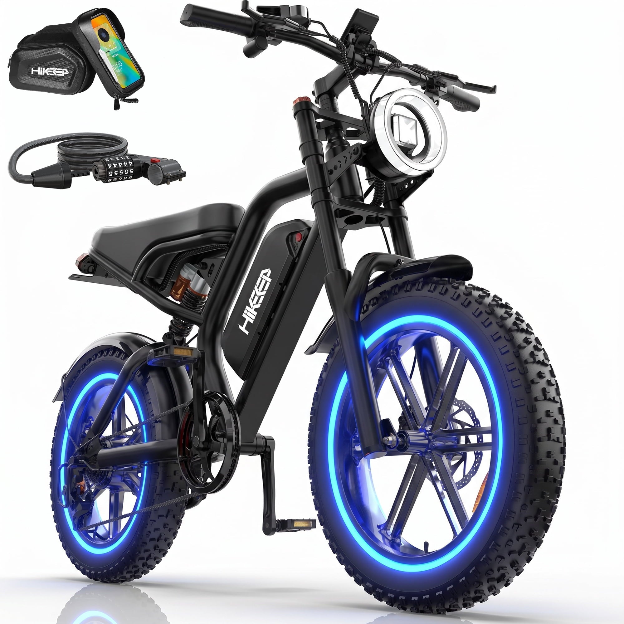 HiKeep 20 Fat Tire Electric Bike for Adults, 750W 1500W Peak Motor, 48V 17.5Ah Removable Battery E-Mountain, Full Suspension Dirt Ebike, UL2849