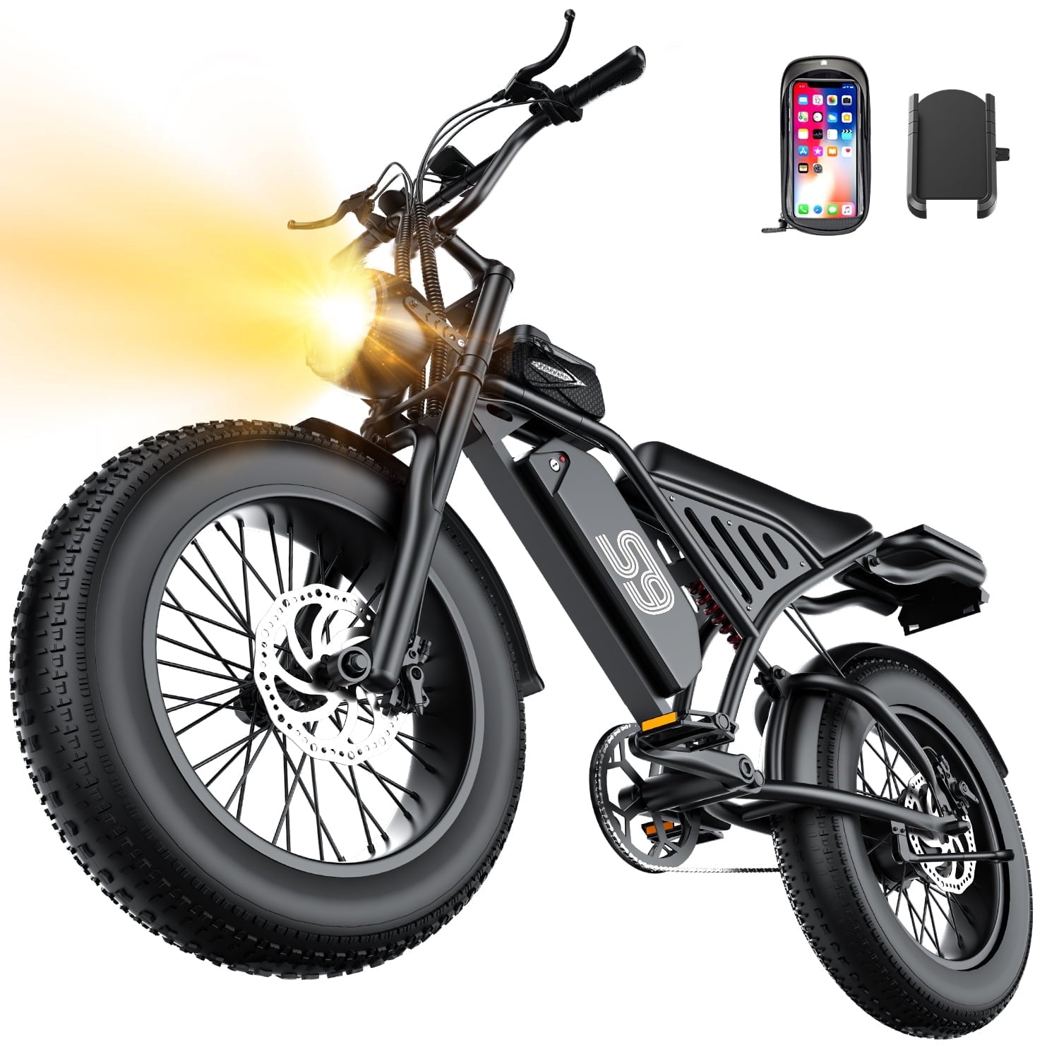 2200W Peak Electric Bike, 48V 20Ah &25MPH & 65Miles Range, 20''x4'' Fat Tire Mountain Ebike, Removable Battery, Rear Rack, Adult Electric Bicycle, UL2849
