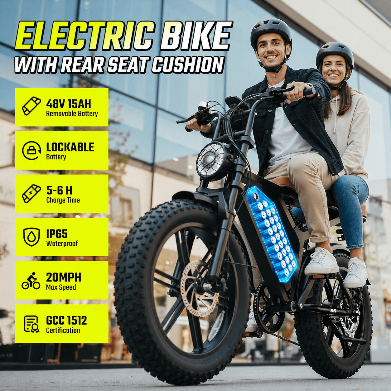 TST Electric Bike for Adults, 48V/15AH Battery, 20x4 Fat Tire, 750W Motor Off-Road E Biker, UL2849