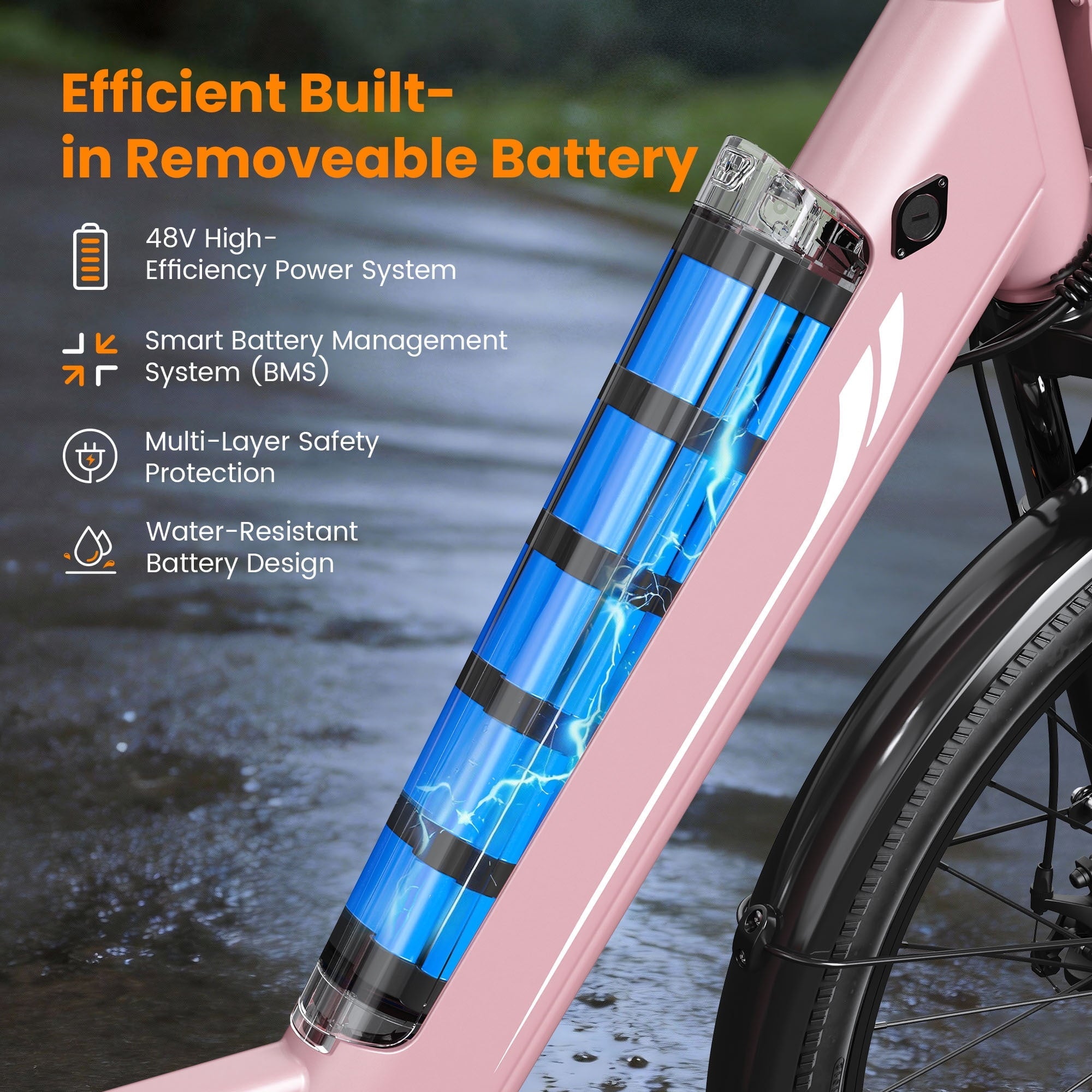Actbest 26 Electric Bike for Woman, Peak 1200W Motor, 48V 15Ah Battery , 7-Speed, Front Suspension & LCD Display, Wide saddle suitable for women riders, Mountain EBike for Adults
