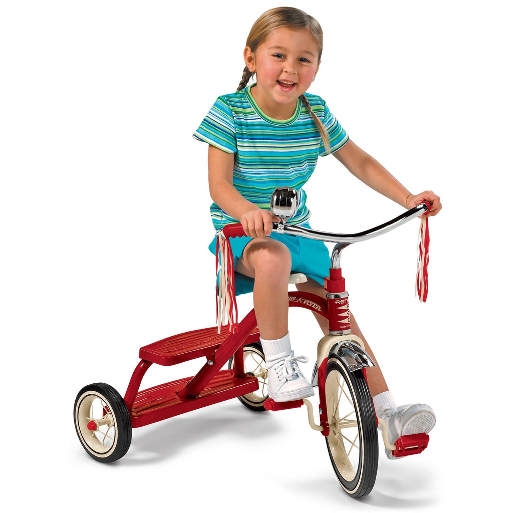 Radio Flyer, Classic Red Dual Deck Tricycle, 12 Front Wheel, Red, Kids Ages 2.5 - 5 Years
