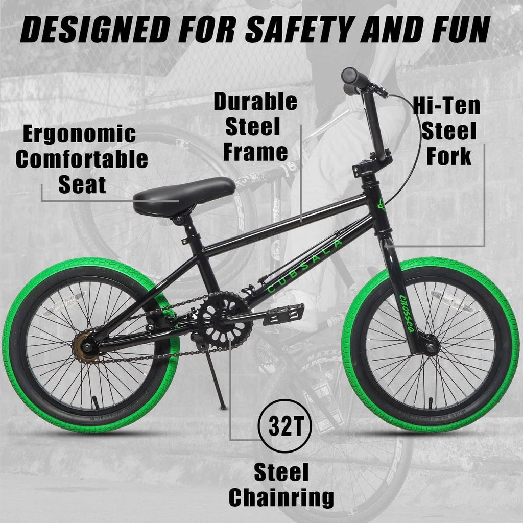 cubsala 18 in Freestyle BMX Kids Bike for Age 5-8 Years Old Boys Girls,Blue