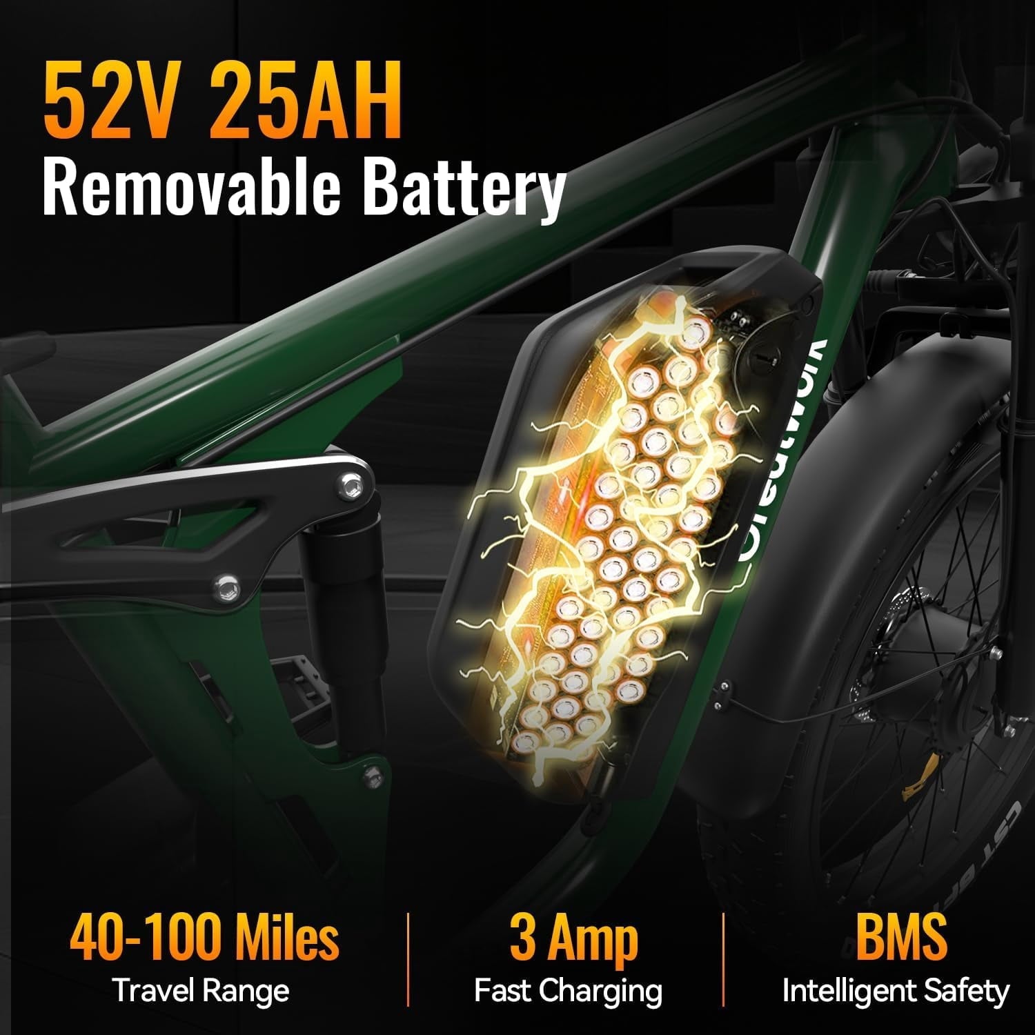 26 Electric Bike for Adult,5000w Dual Motors,up 100 Miles 52V 25Ah Ebike,26 x 4.0 Fat Tire Adult Bicycles for All Terrain,Mountain Commuter UL2849