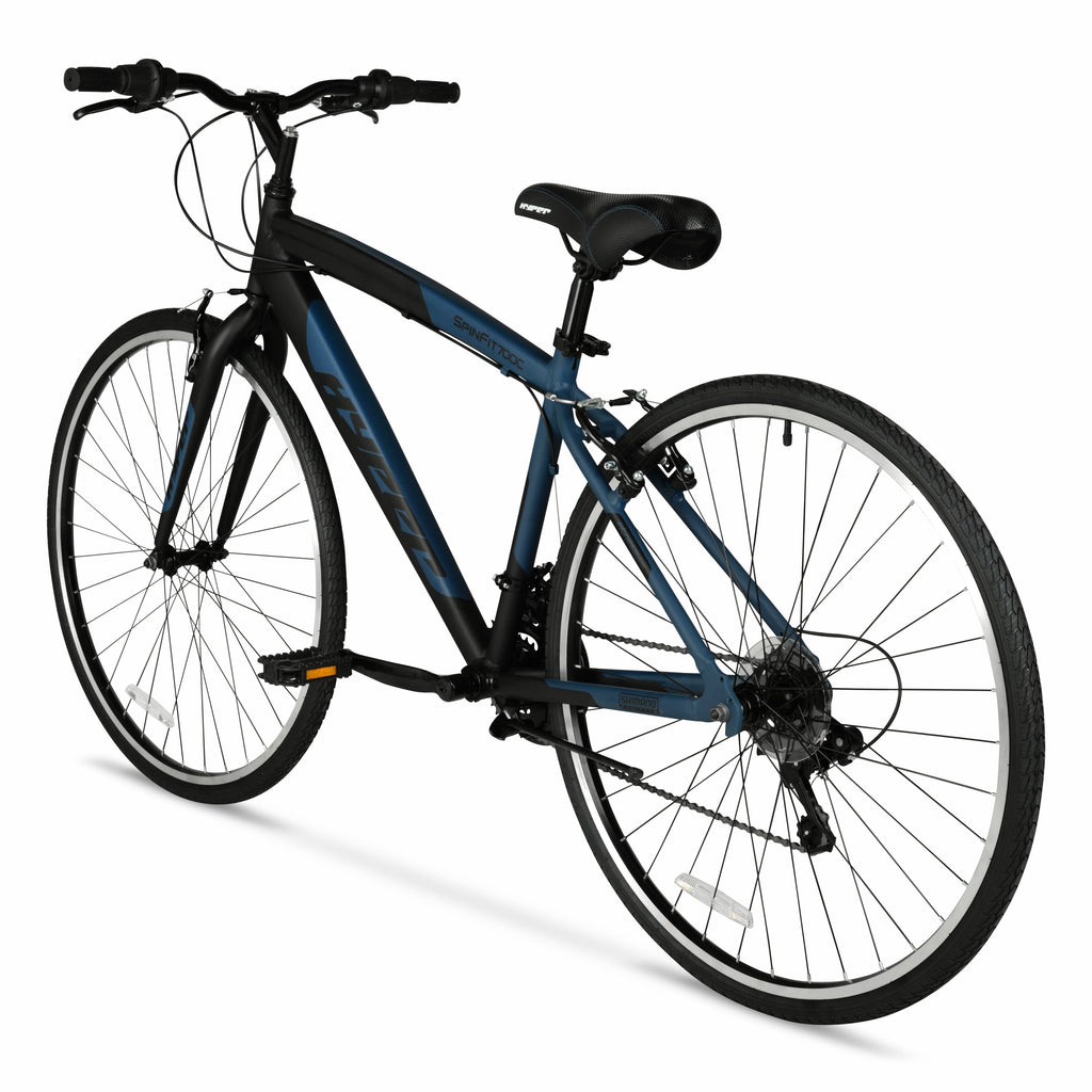 Hyper Bicycles 700c Men's Spin Fit Hybrid Bike, Adults Ages 14+, Black/Blue