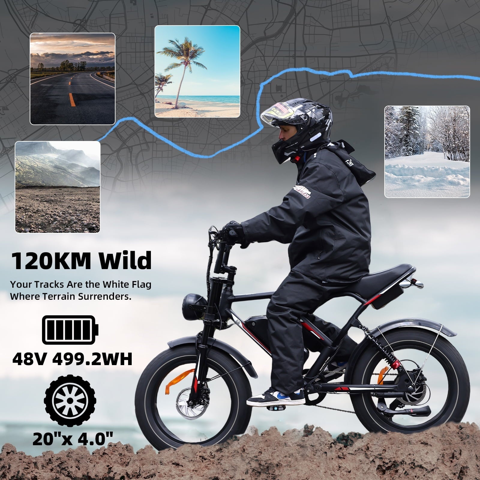 UL2849 Electric Bike for Adults - Peak 2000W Motor, 20x4 Fat Tire,48V/25AH, Full Suspension, 7-Speed
