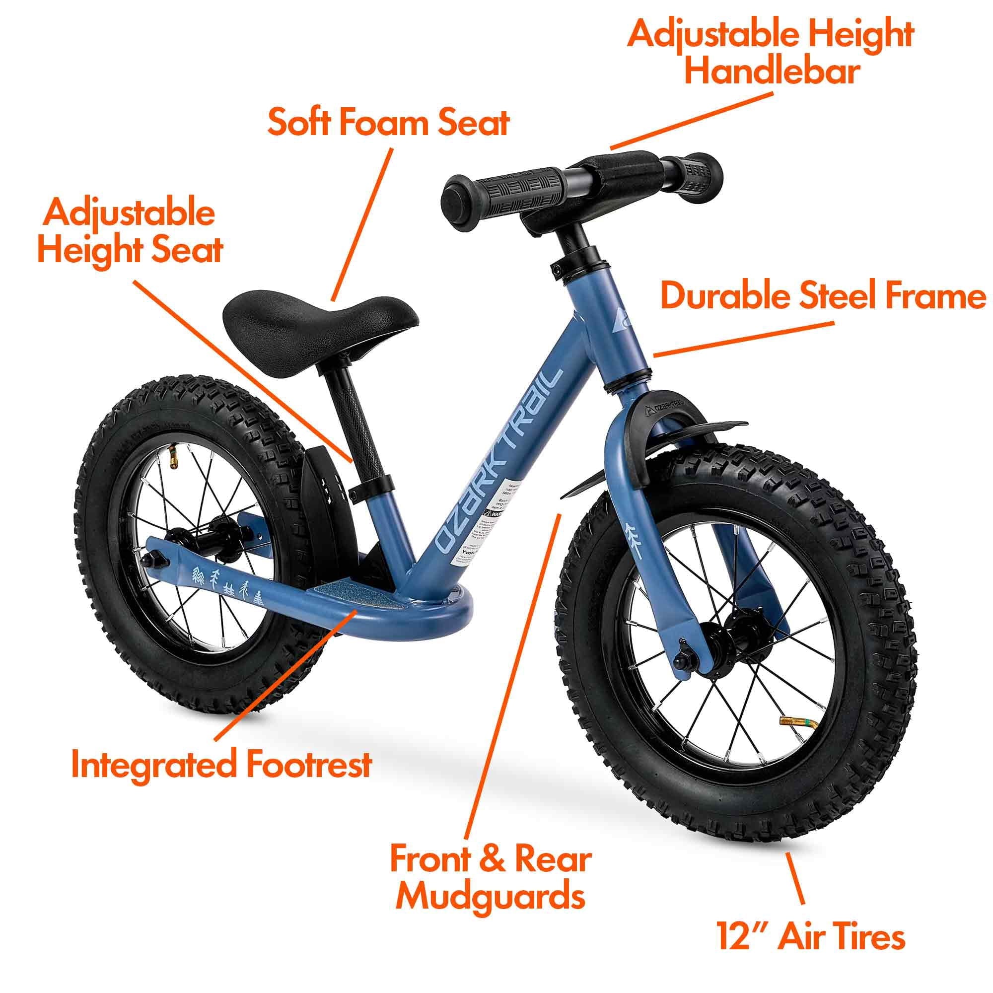 Ozark Trail 12 M.1 Timber Kids' Balance Bike, Blue, Unisex