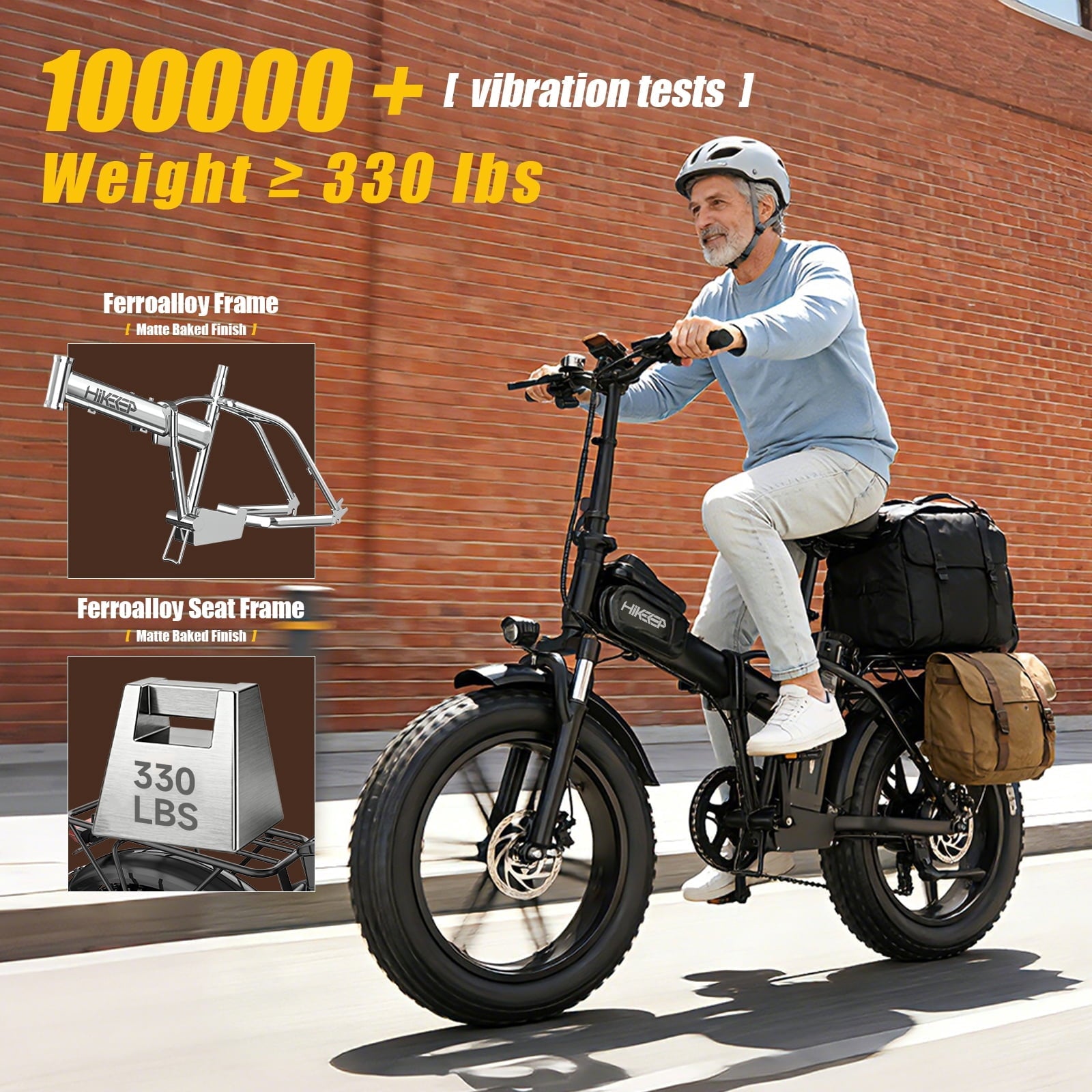 1500W Peak Folding Electric Bike for Adults, 48V 25Ah UL 2849 Certified Battery, 20x4 Fat Tire E-Mountain Bicycle, Shimano 7-Speed, Rear Rack, Up to 30MPH, Black