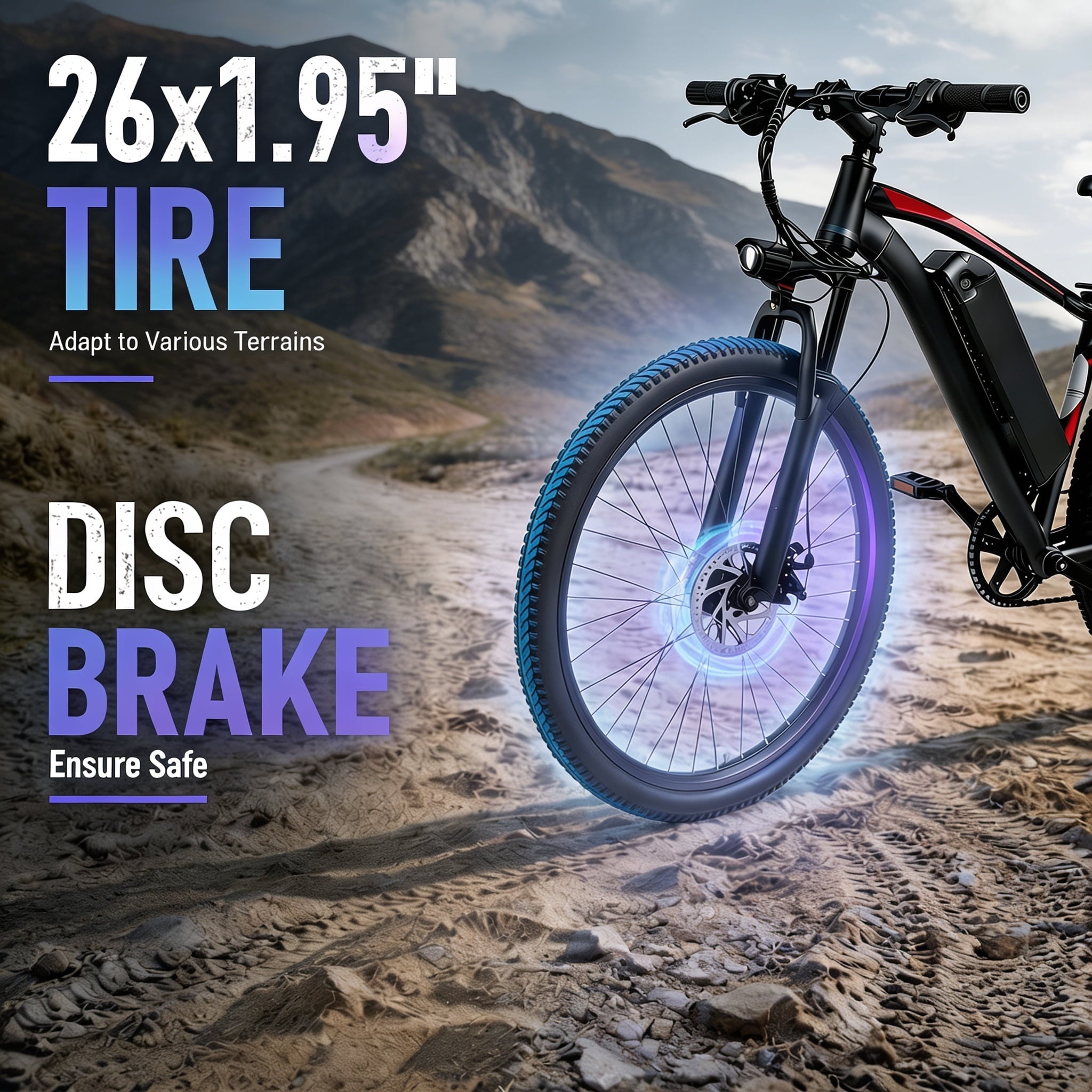 26'' Electric Mountain Bike for Adults, 500W Peak Motor, 36V 12Ah Removable Waterproof Battery, 20 MPH, 30 Miles Range, 7-Speed Suitable for Mountain, Commuting, Shopping, or Trip, UL 2849