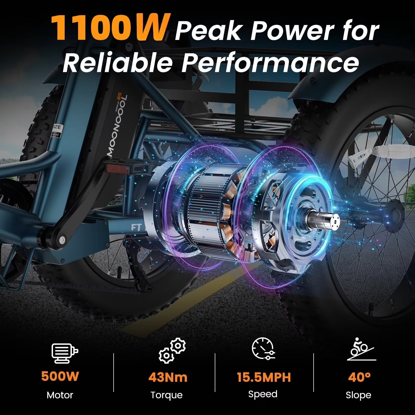 MOONCOOL Folding Electric Tricycle for Adults, 20 x 4 Fat Tire Electric Trike, 48V Peak 1092W  Electric Bicycle, 3 Wheels 7 Speed Ebike w/ 14.5Ah Removable Battery& Speed Differential Mechanism
