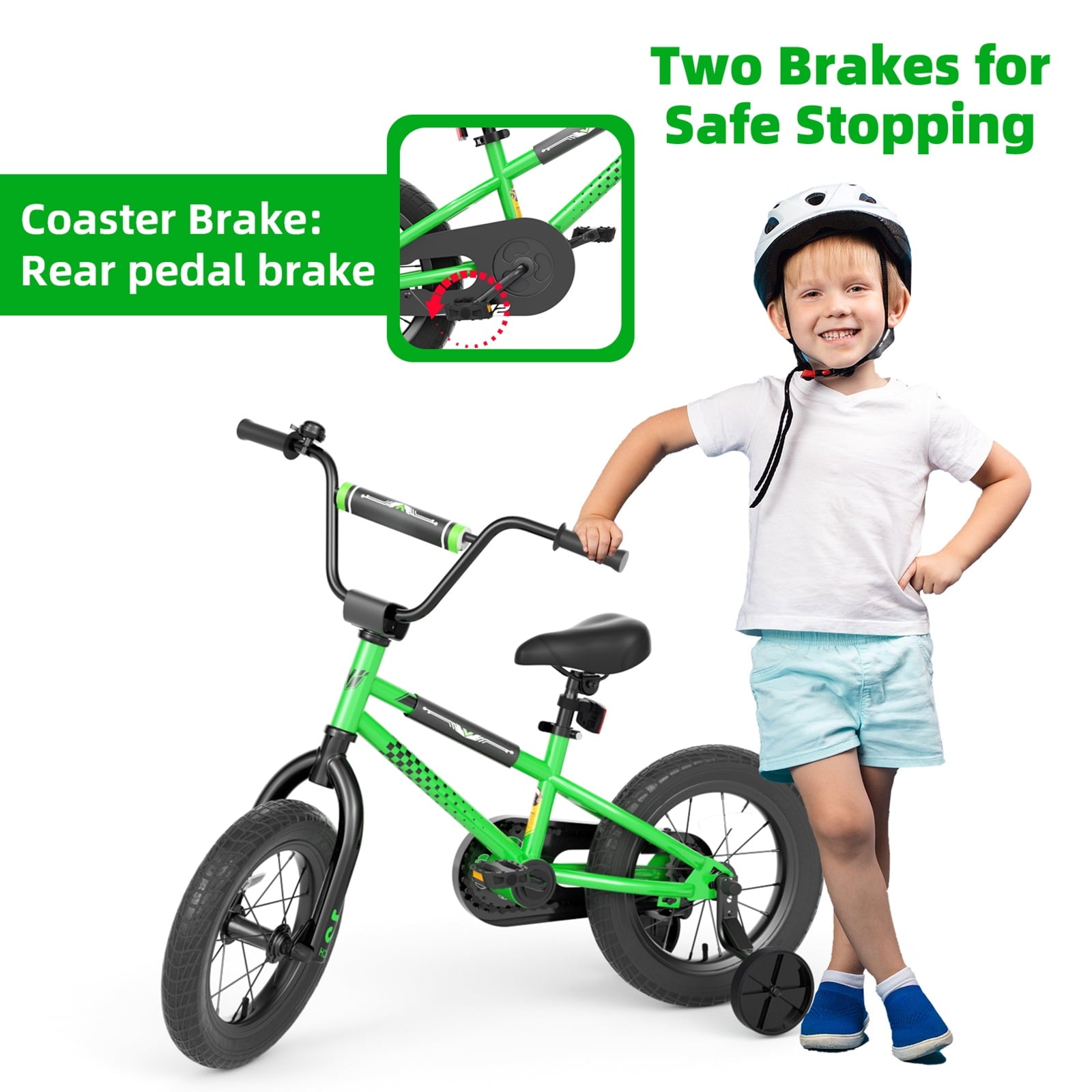 XJD BMX Style Kids Bike for 2-8 Years Old Boys Girls Toddlers 12 14 16 Inches Bicycle with Training Wheels Coaster Brake