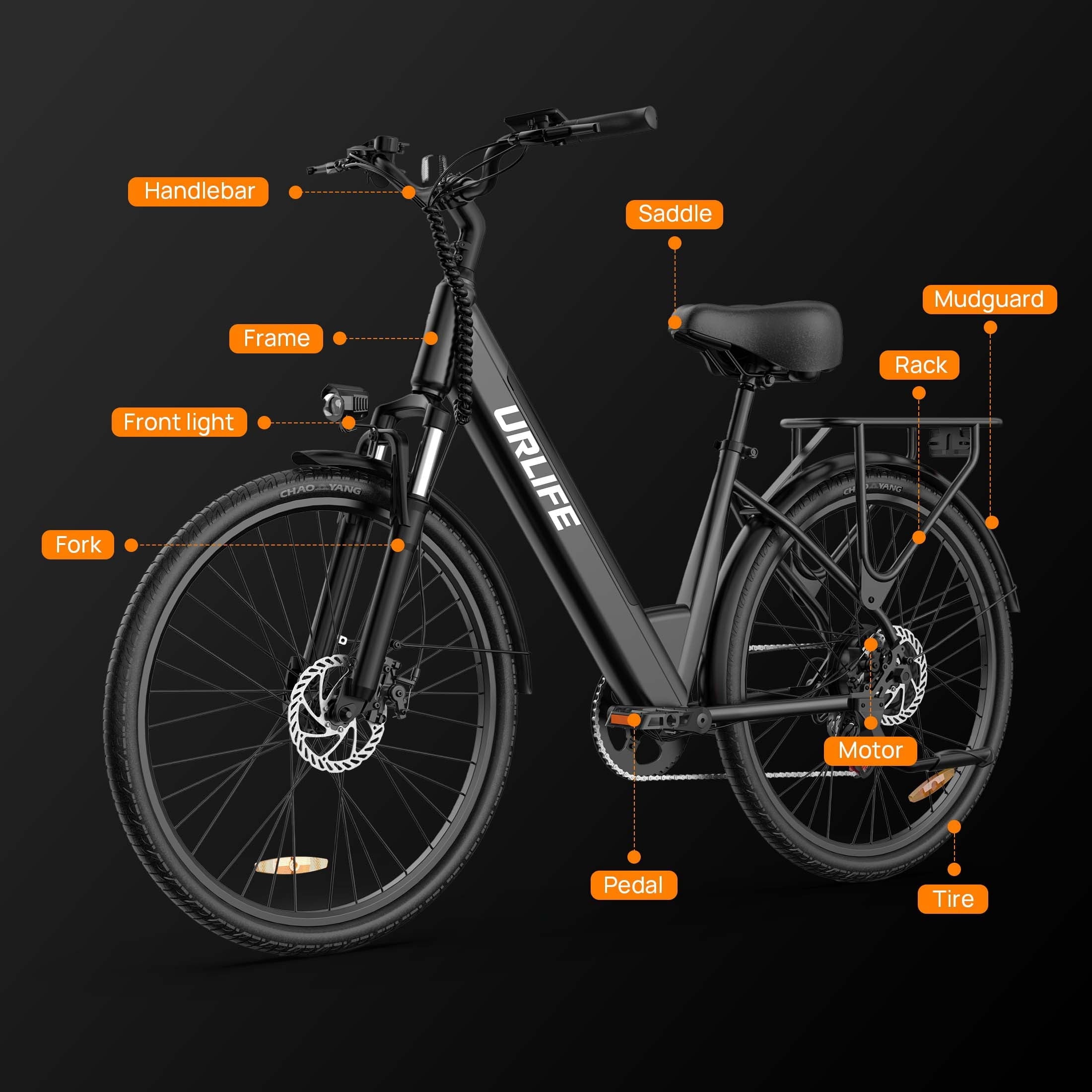 26 Electric Bike for Adults,750W Peak Motor,48V 10.4Ah Removable Battery, 60 Miles Range, 7-Speed City Commuter Ebike,UL2849
