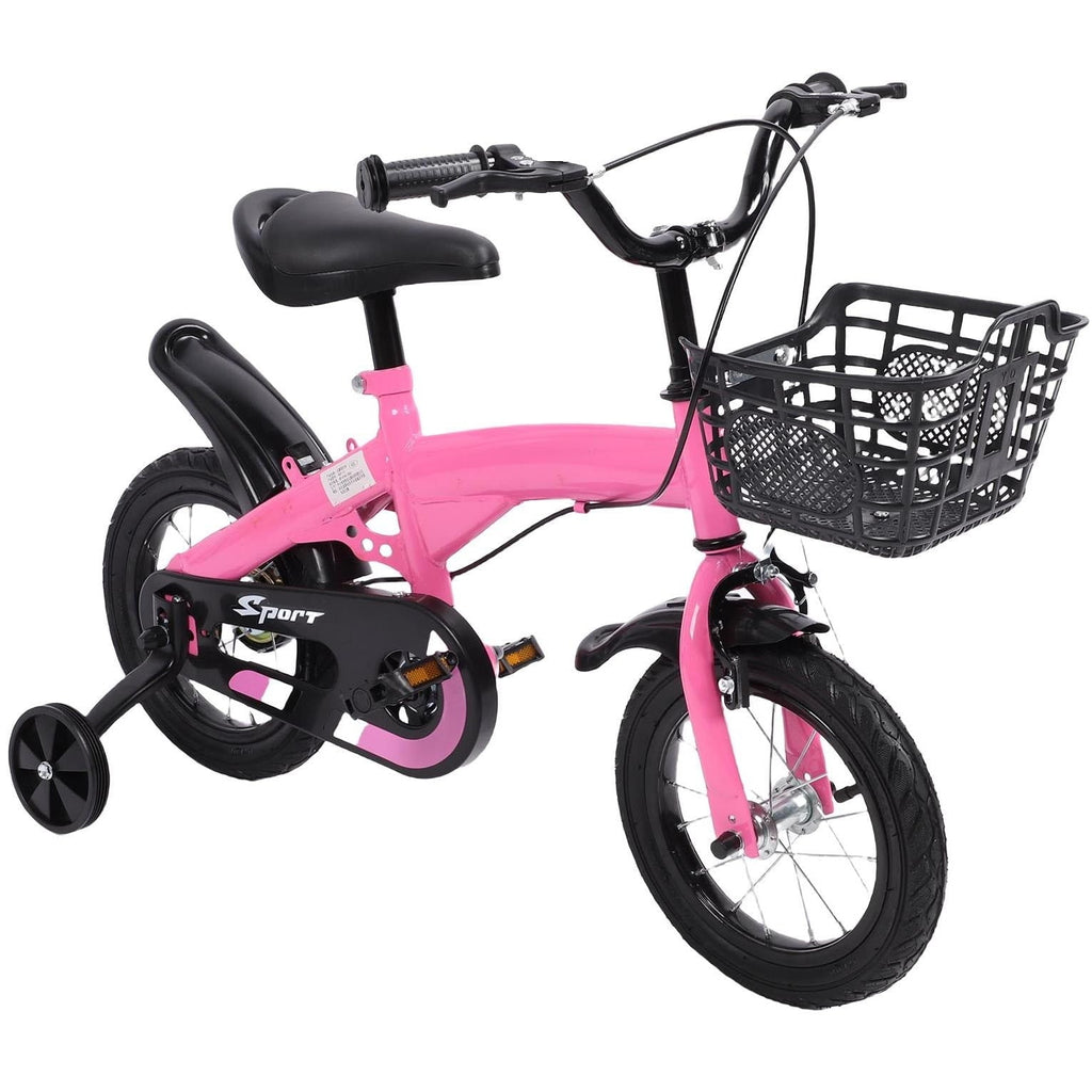 12 inch Kids Bike with Training Wheels, Children Bike with Adjustable Handlebar, Kids Bicycle for Boys Girls Toddlers Age 3-5, 2-in-1 Red Toddler Bike