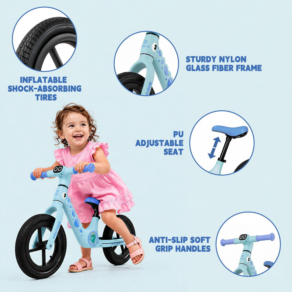 WLRETMCI 12 Kids Balance Bike, Glass Fiber Lightweight Toddler Bicycle for 2-5 Years Boys Girls, Pink