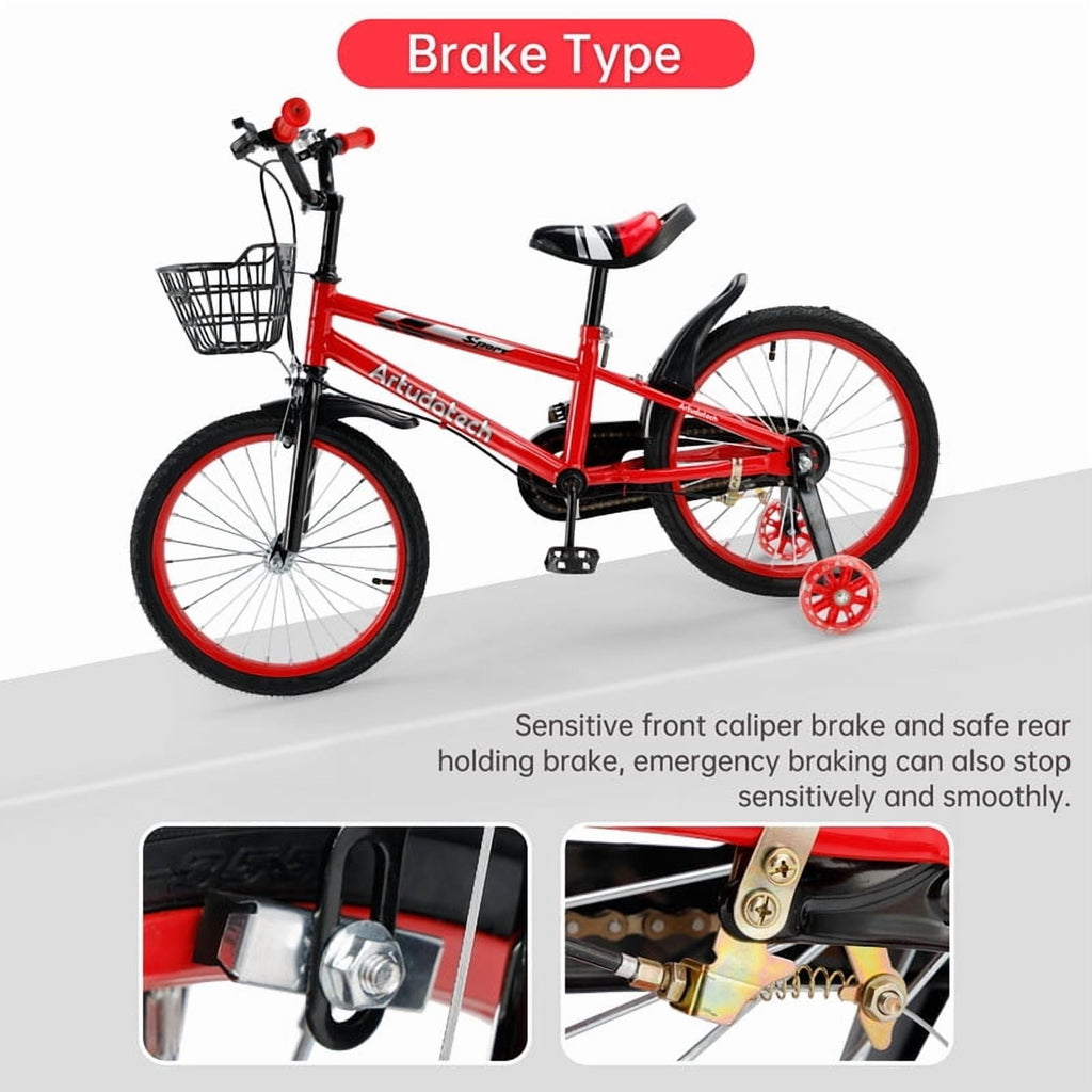 Kids Bike for Ages 3-10 Years Old Boys Girls, 14/16/18 Inch Kid's Bikes with Training Wheels, Basket, Dual Brake, Children Bicycle for Kids and Toddler Beginners, Pink/Red
