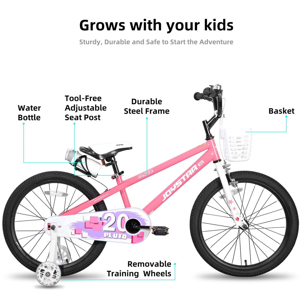 JOYSTAR Pluto Kids Bike with Training Wheels for 12 inch Bike, Gray