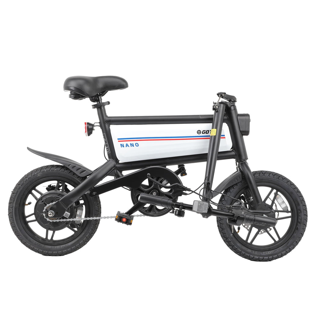 Gotrax Nano 14 Folding Adult Electric Bike,15.5mph 36V 350W Peak Foldable City Bike With LED Light,White