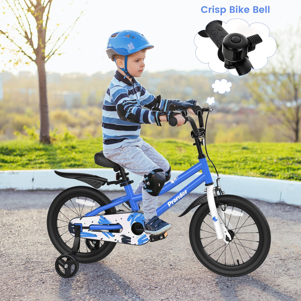 Costway 14'' Kid's Bike with Removable Training Wheels & Basket for 3-5 Years Old Blue