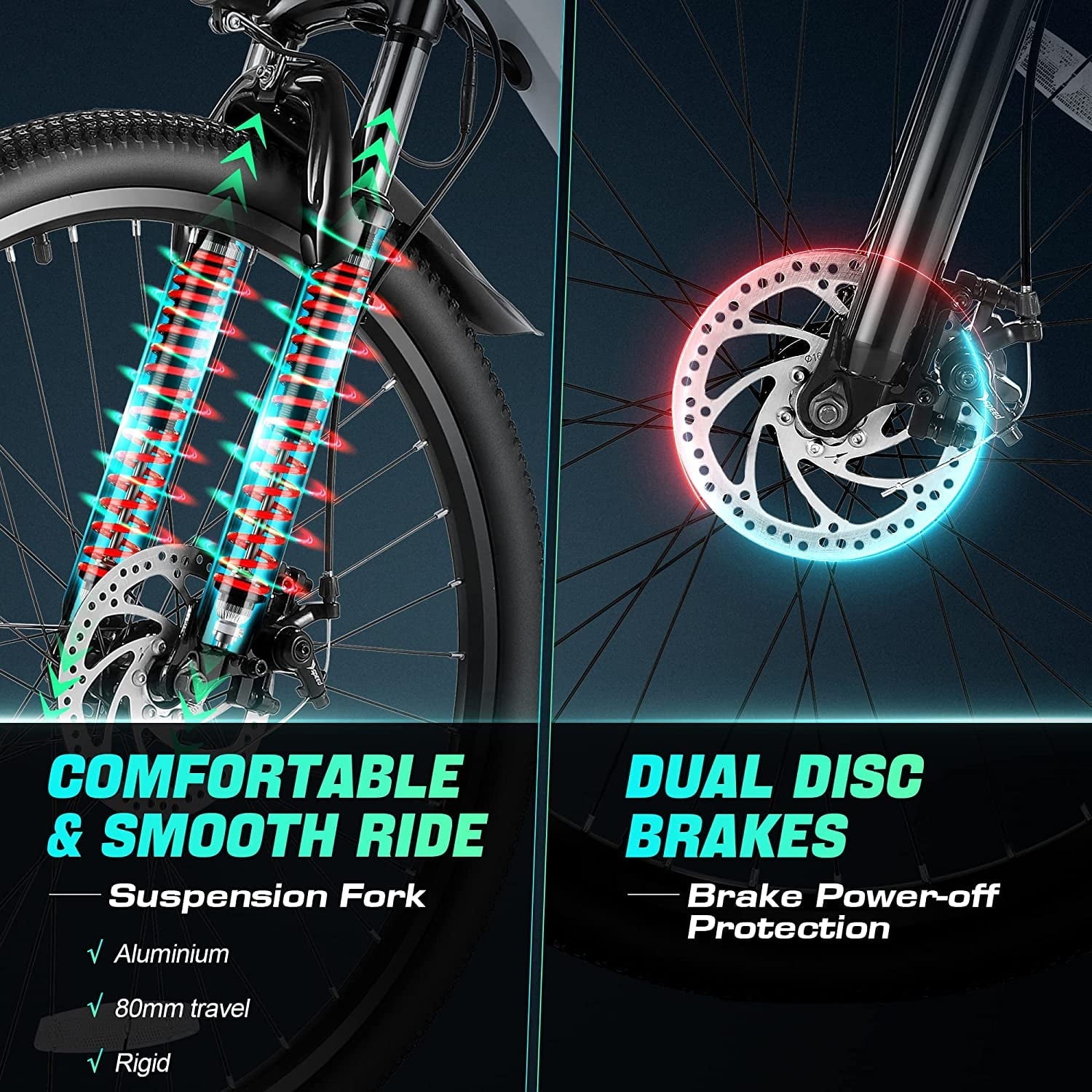 Vivi Electric Bike for Adults 26 Electric Mountain Bike 500W Cruise Control Electric Commuter Bike 21 Speed with Removable 48V Battery