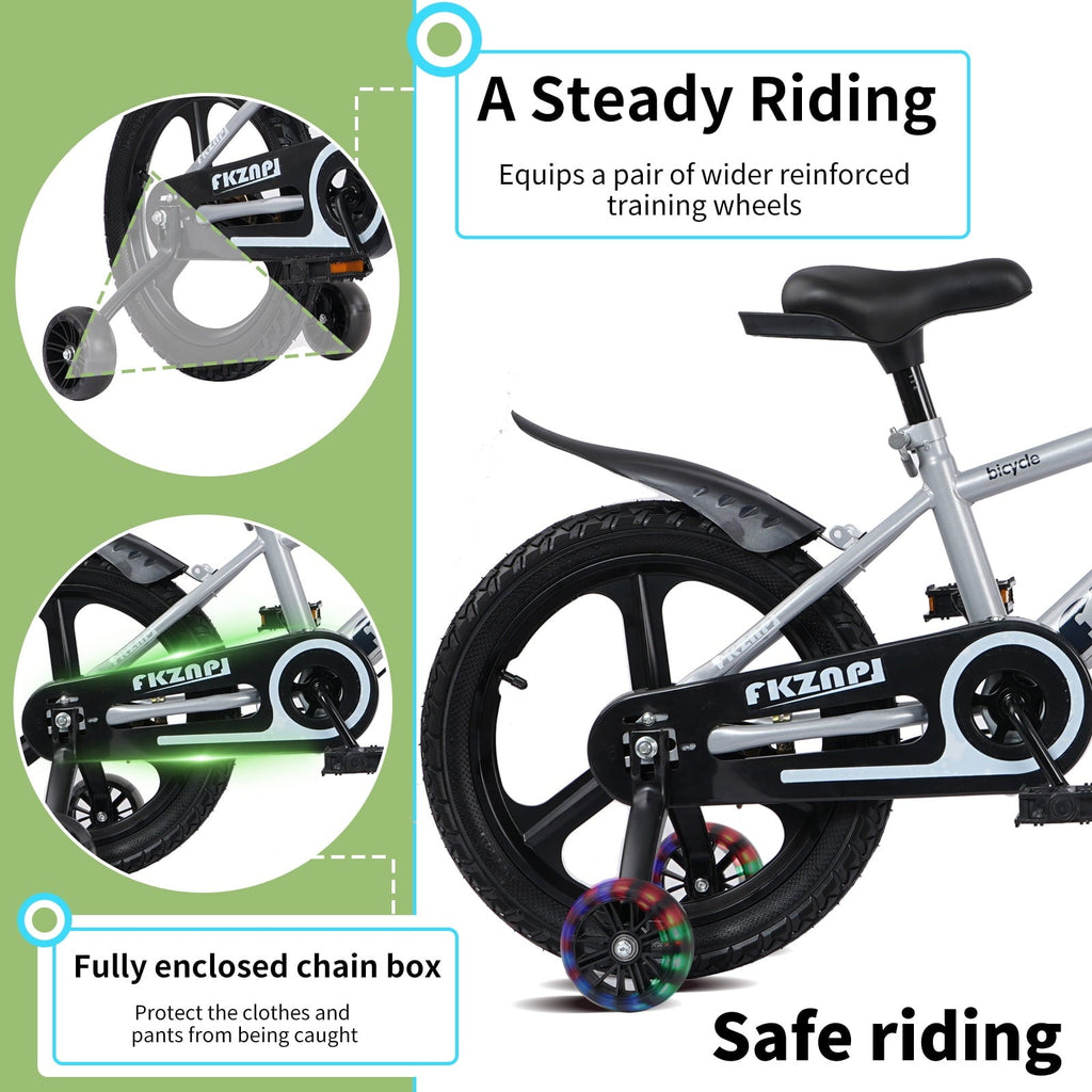 18 inch Kids Bike for Boys and Girls, SHINPT Kids Bicycle with Training Wheels, Bicycle for Kids Ages 5-9 , 18 Boys Bike with Adjustable Saddle&Handlebar, Girls Bike for Kids for Outdoor, Park