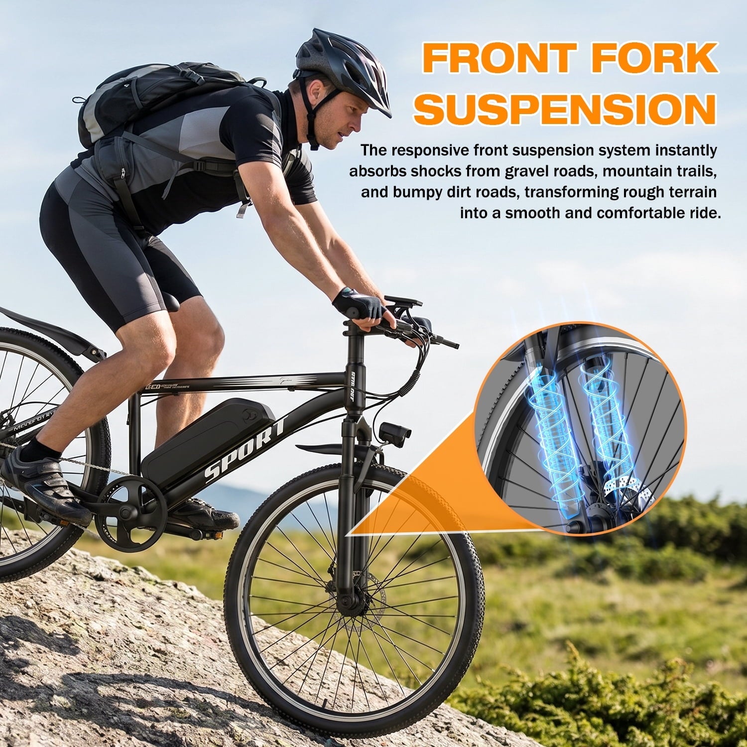 AZHAR G29 Electric Bike for Adults, 26 E-Mountain Bicycle,750W,Peak 1200W Motor 48V 10.4Ah Ebike UL2849