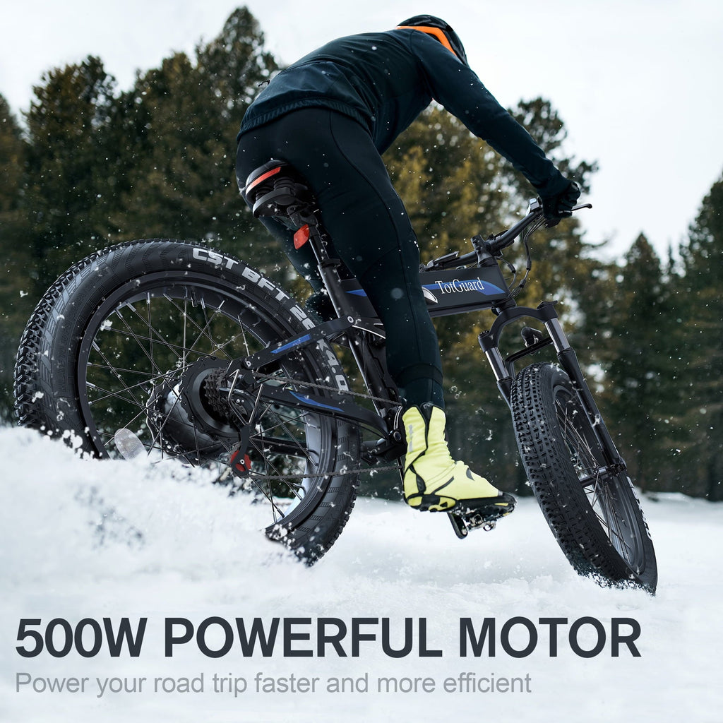 TotGuard 26x4 Electric Bike, Fat Tire 500W Ebike, Foldable Electric Bicycles E Bikes for Adults Electric 48V 10Ah Battery, Dual Shock Absorber, Lockable Fork UL2849