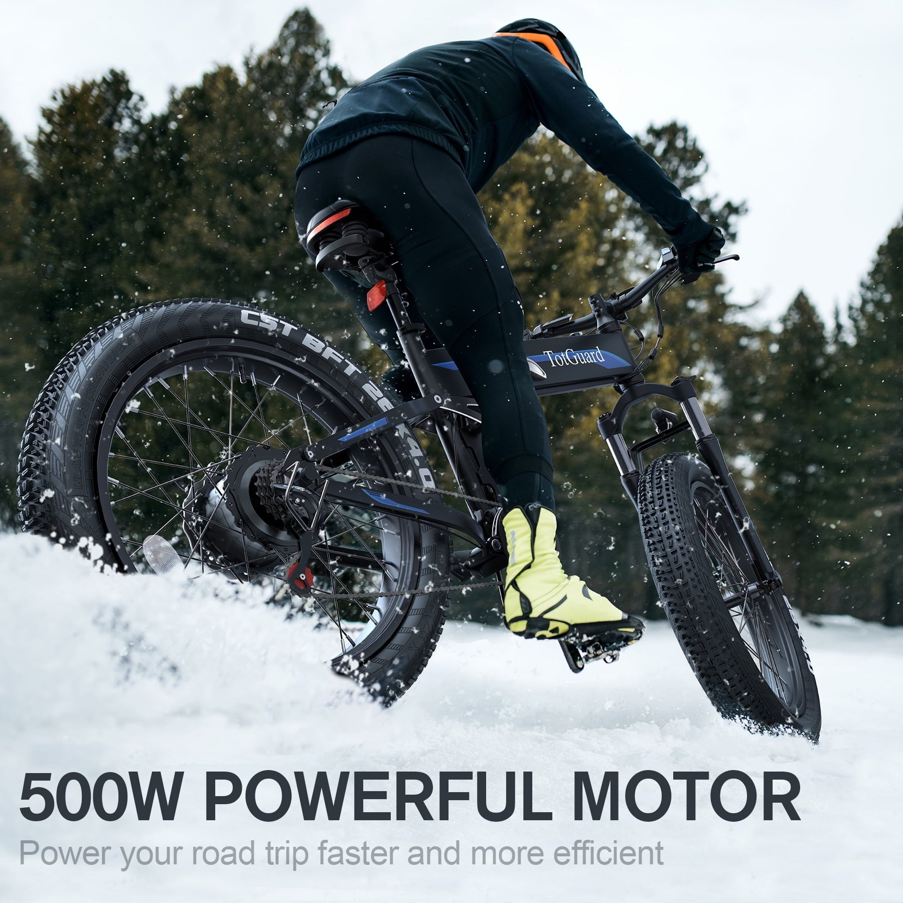 TotGuard 26x4 Electric Bike, Fat Tire 500W Ebike, Foldable Electric Bicycles E Bikes for Adults Electric 48V 10Ah Battery, Dual Shock Absorber, Lockable Fork UL2849