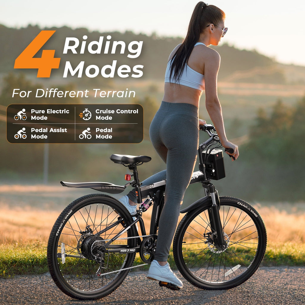 VARUN Electric Bike, 26 Foldable Ebike, Peak 750W Motor, 48V 374.4Wh Battery, up to 20+mph 50 Miles, 7 Speeds with Bike Pump, Phone Holder & Bike Lock & Rear Light, E Bike for Adult, UL2849(Black)