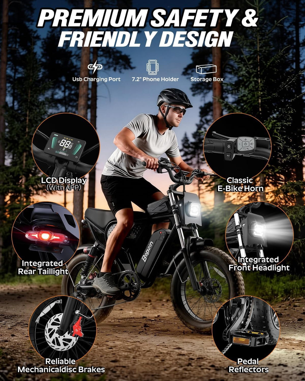 Peak 1500W Electric Bike for Adults,48V 20Ah,Max 80miles & 28mph Electric Bicycle, 20 Fat Tire Full Suspension Mountain Bike UL2849