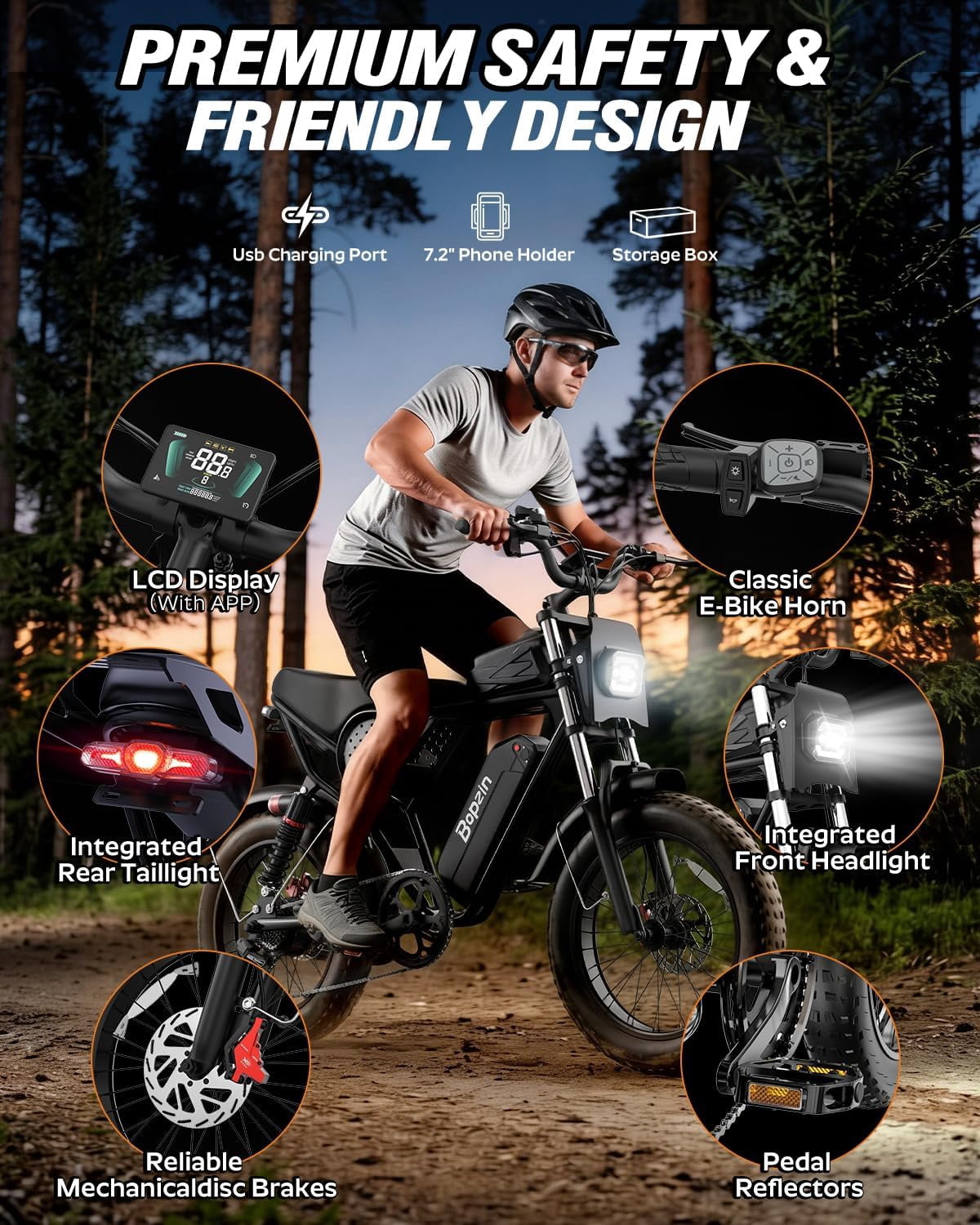 Peak 1500W Electric Bike for Adults,48V 20Ah,Max 80miles & 28mph Electric Bicycle, 20 Fat Tire Full Suspension Mountain Bike UL2849
