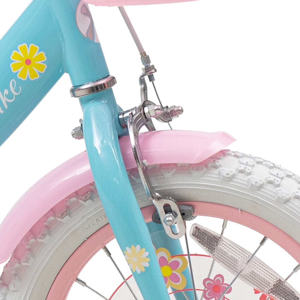 ACEGER 14 Inch Girls Bike with Basket, Training Wheels, Doll Seat, Purple Kids Bicycle for Ages 3-5