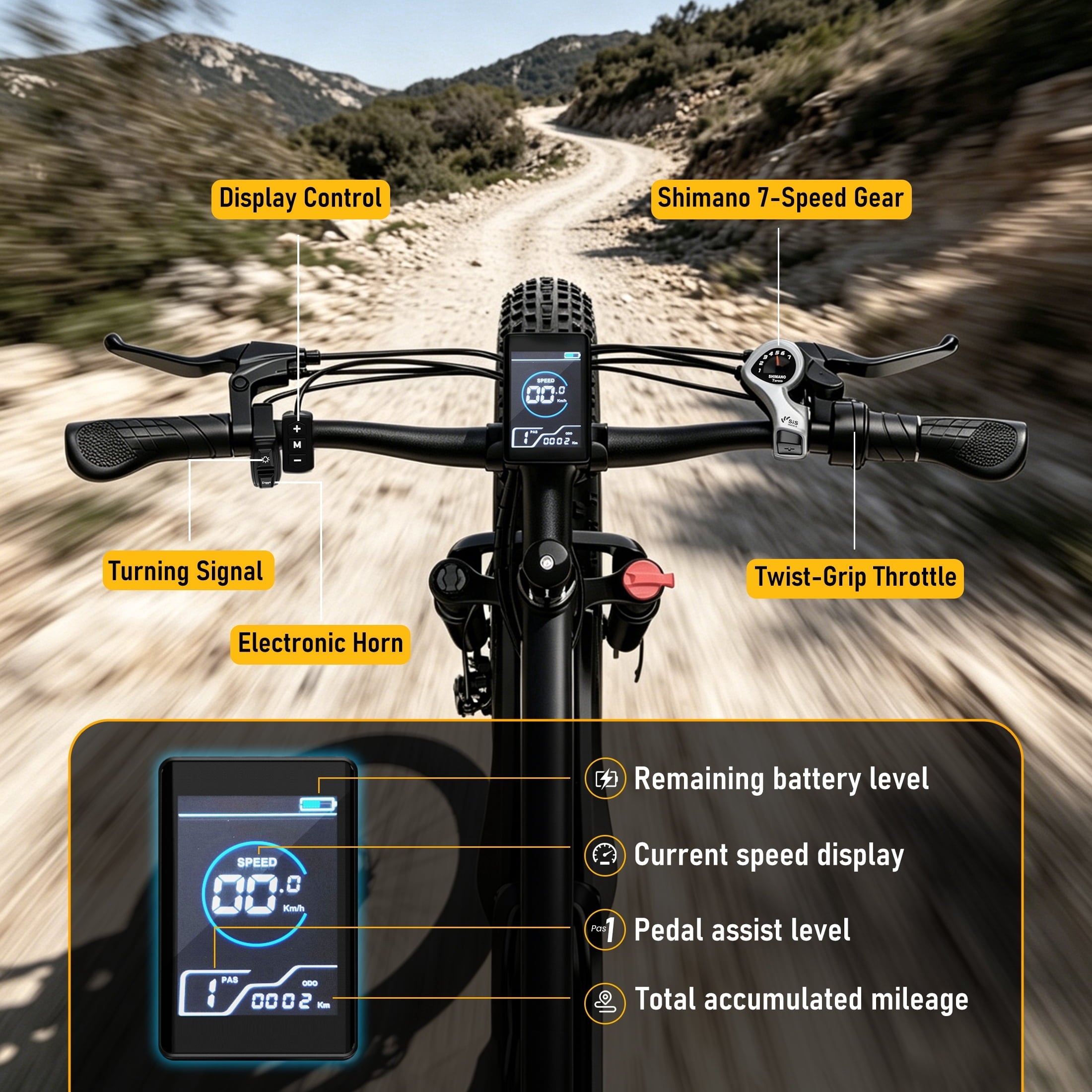AMYET EB26 Electric Bike for Adults, Peak 1500W 48V 15Ah, 26 Fat Tire Ebike, E-Mountain Bicycle, UL2849