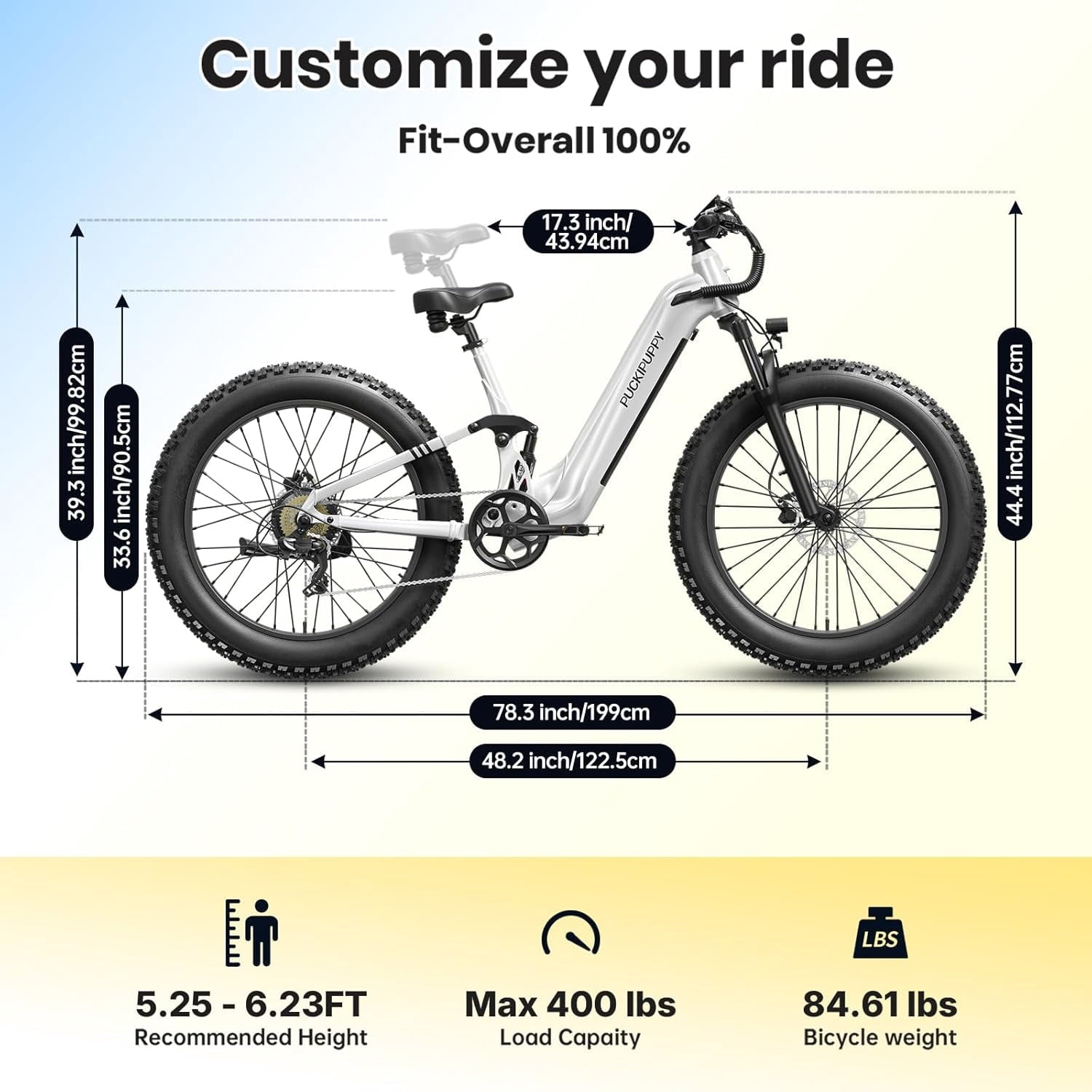 PUCKIPUPPY Electric Bikes for Adults 26 Step-Thru Ebikes 960W Peak Motor 80Miles Range 28mph Max Speed 48V 20AH Battery Full Suspension Fat Tire Mountain E Bike 7 Speed, Comply with UL2849 By SGS
