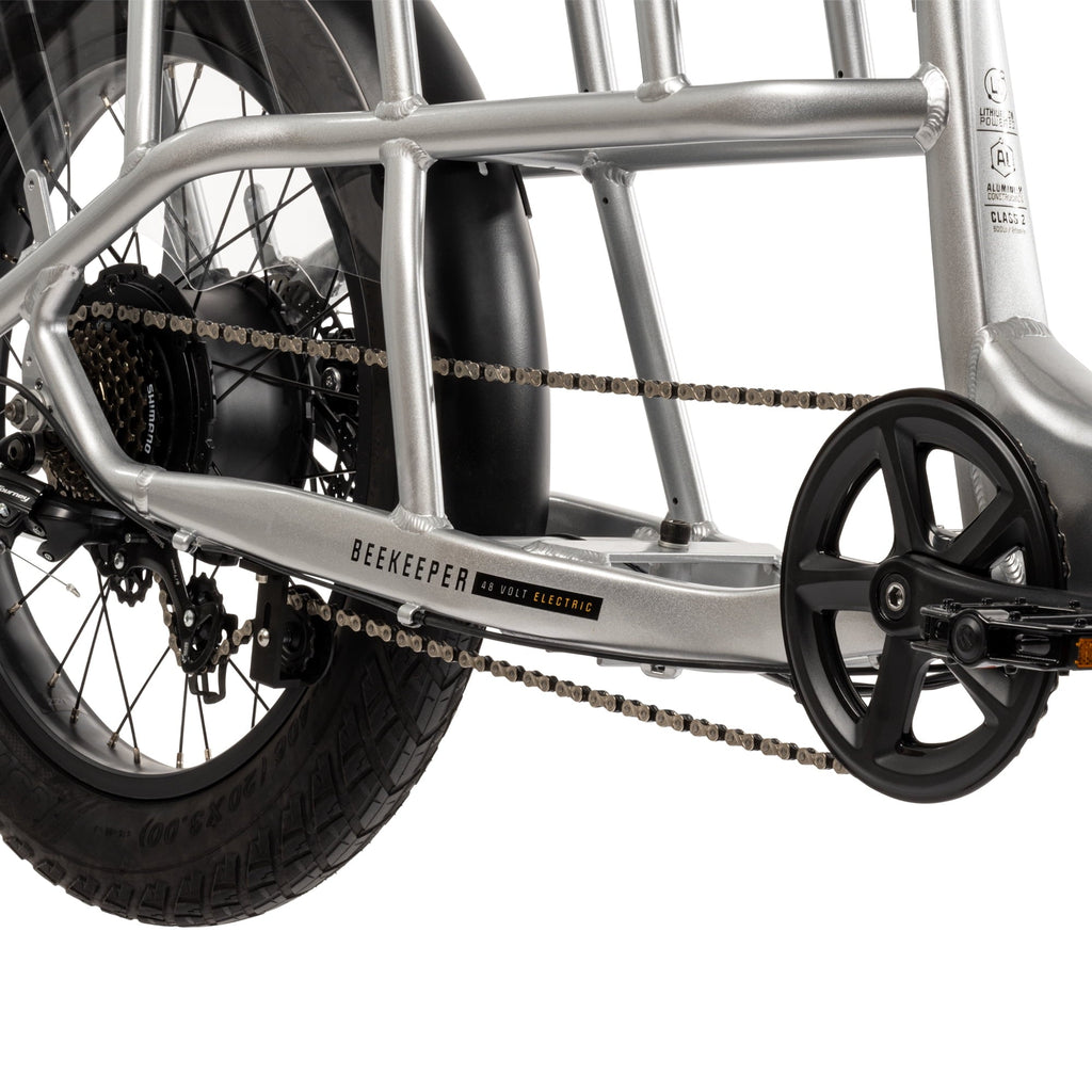 Buzz 24 Beekeeper 48V Electric Cargo Bike, Fits Riders 60+, Silver, Adult, Unisex