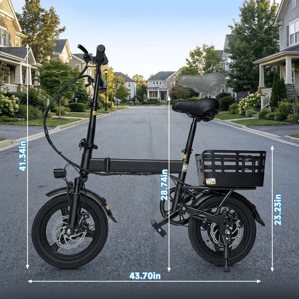 XLNEFNZ 14 Folding Electric Bike for Teens and Adults, 500W Peak Brushless Motor, 432Wh Hidden Anti-Theft Battery, 20MPH 35 Miles, Rear Basket Lightweight Ebike, UL2849