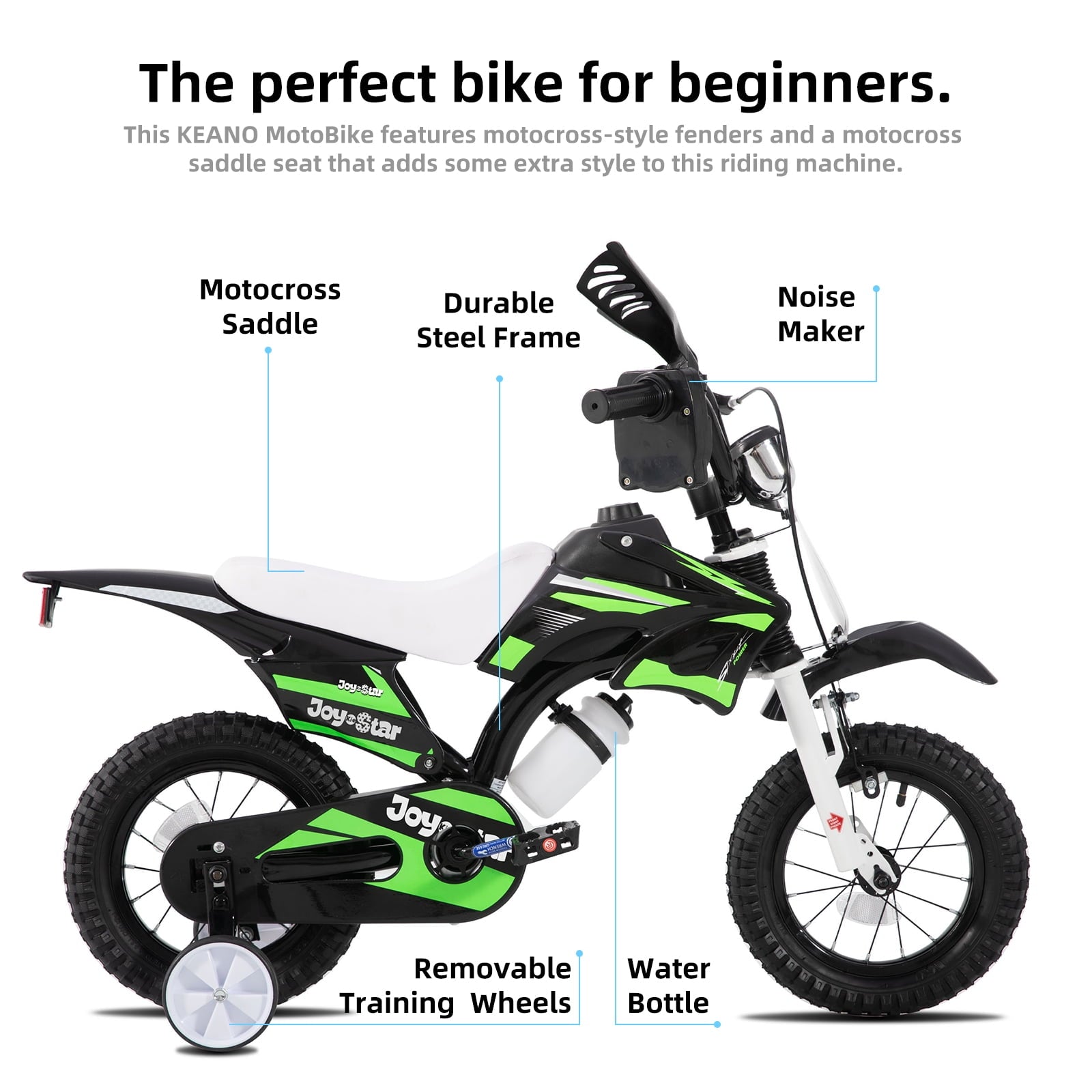 JOYSTAR Motocross Style Kids Bike for Boys Girls Ages 4-7 Years, 16 Inch Children Bicycles Blue