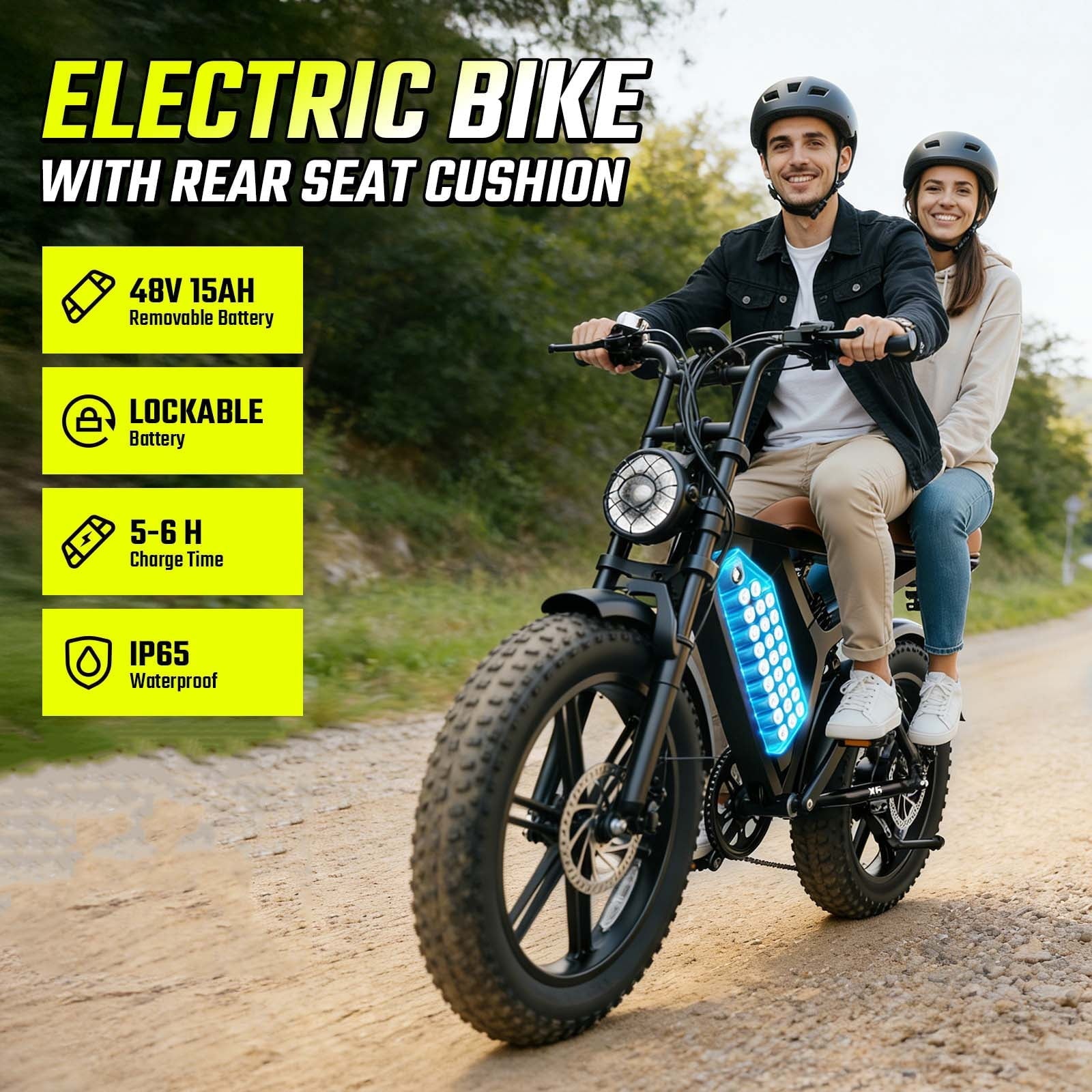SISIGAD Electric Bike for Adults,20x4.0 Fat Tire E Mountain Bicycle,Peak 1500W Motor 48V15Ah Battery UL2849