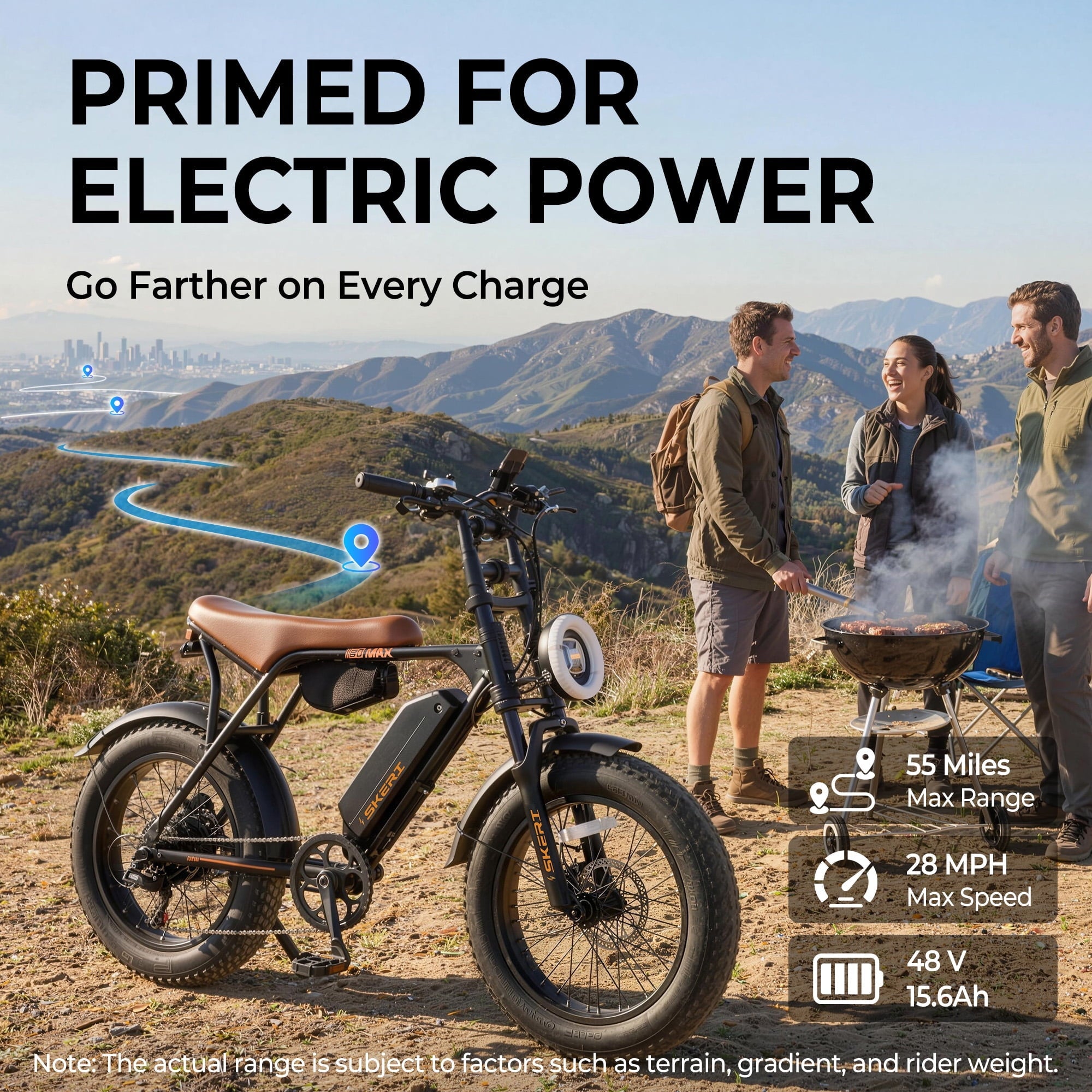 Skeri 750W (Peak 1000W) Electric Bike, 16” x 4” Fat Tire Dual Suspension E-Mountain Bikes, 48V 13Ah Battery UL2849