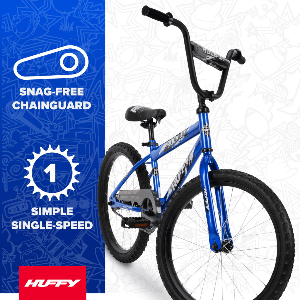 Huffy 20 Rock It Kids' Bike, Fits Riders 44-56, Blue, Youth, Boys
