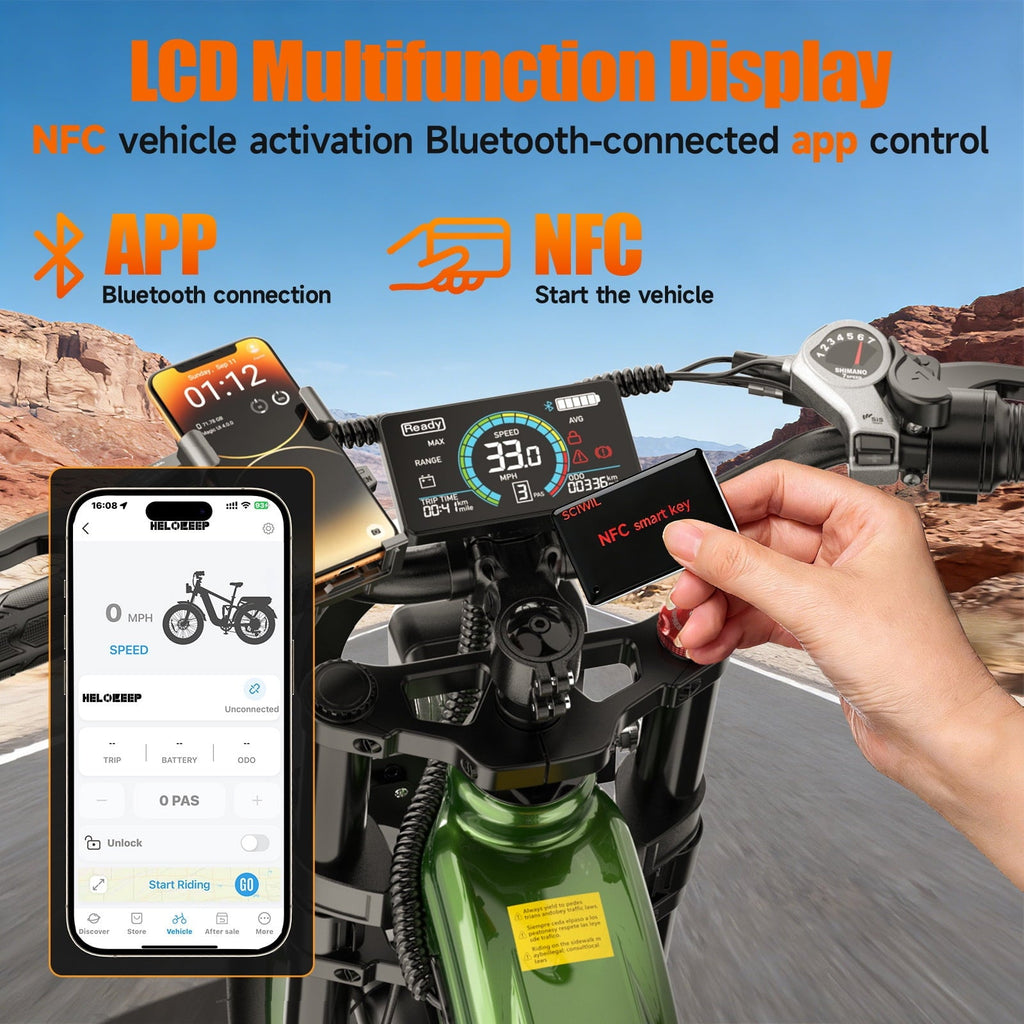 Helokeep 26 Green Fat Tire High Performance Cargo Electric Bike for Men, 4000W Peak 2000W, 40MPH, 48V 25Ah UL2849 Off-Road Ebike