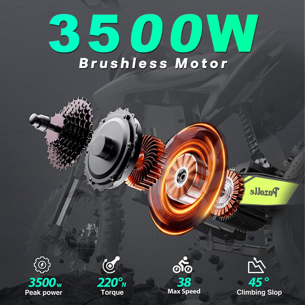 3000W Off-Road Electric Motorcycle, 60 Miles Long Range, 48V 30Ah Battery, 14 Fat Tire Trail Bike for Teens UL2849 Certified